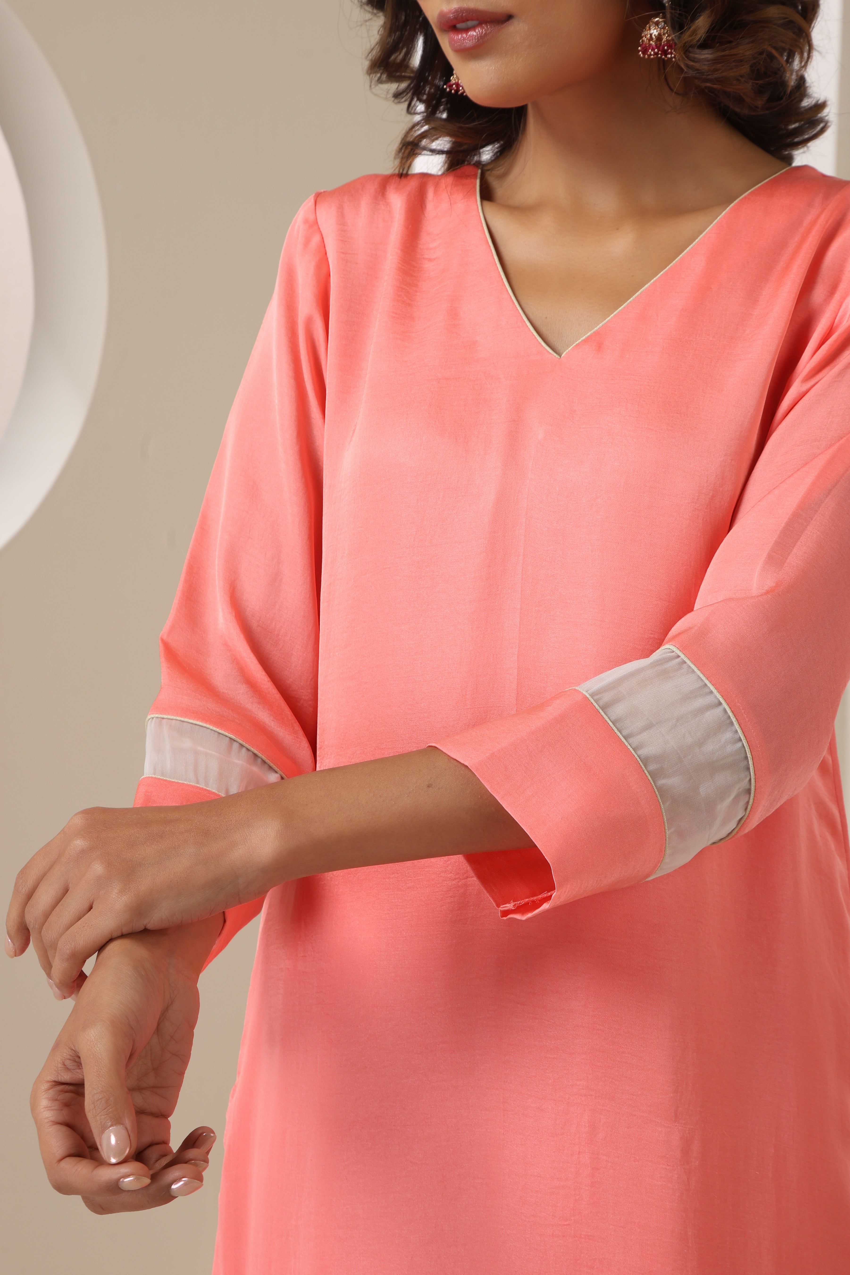 Rasika Scalped Peach Kurta Set