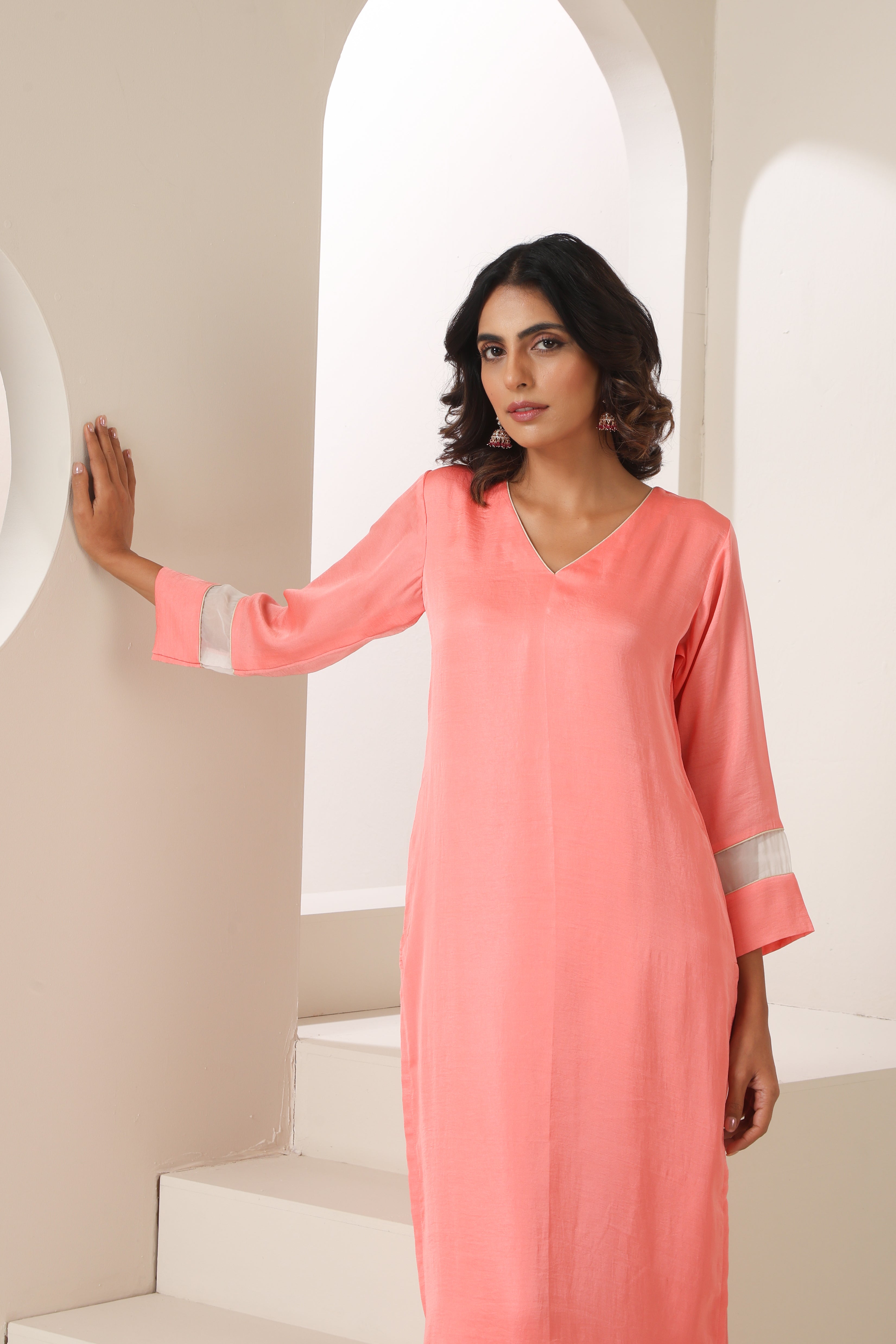Rasika Scalped Peach Kurta Set