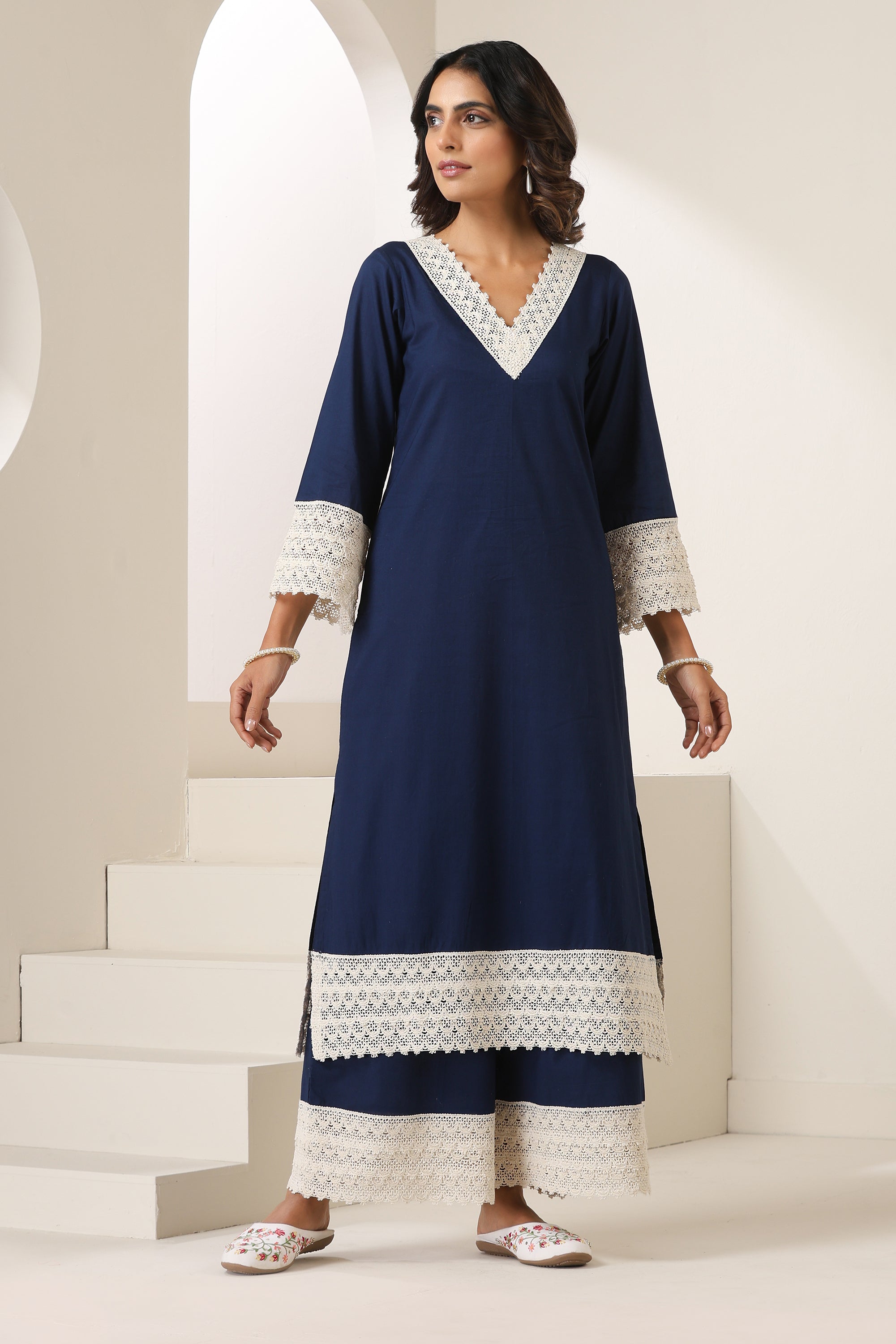 Aleena Navy Blue Kurta Set
