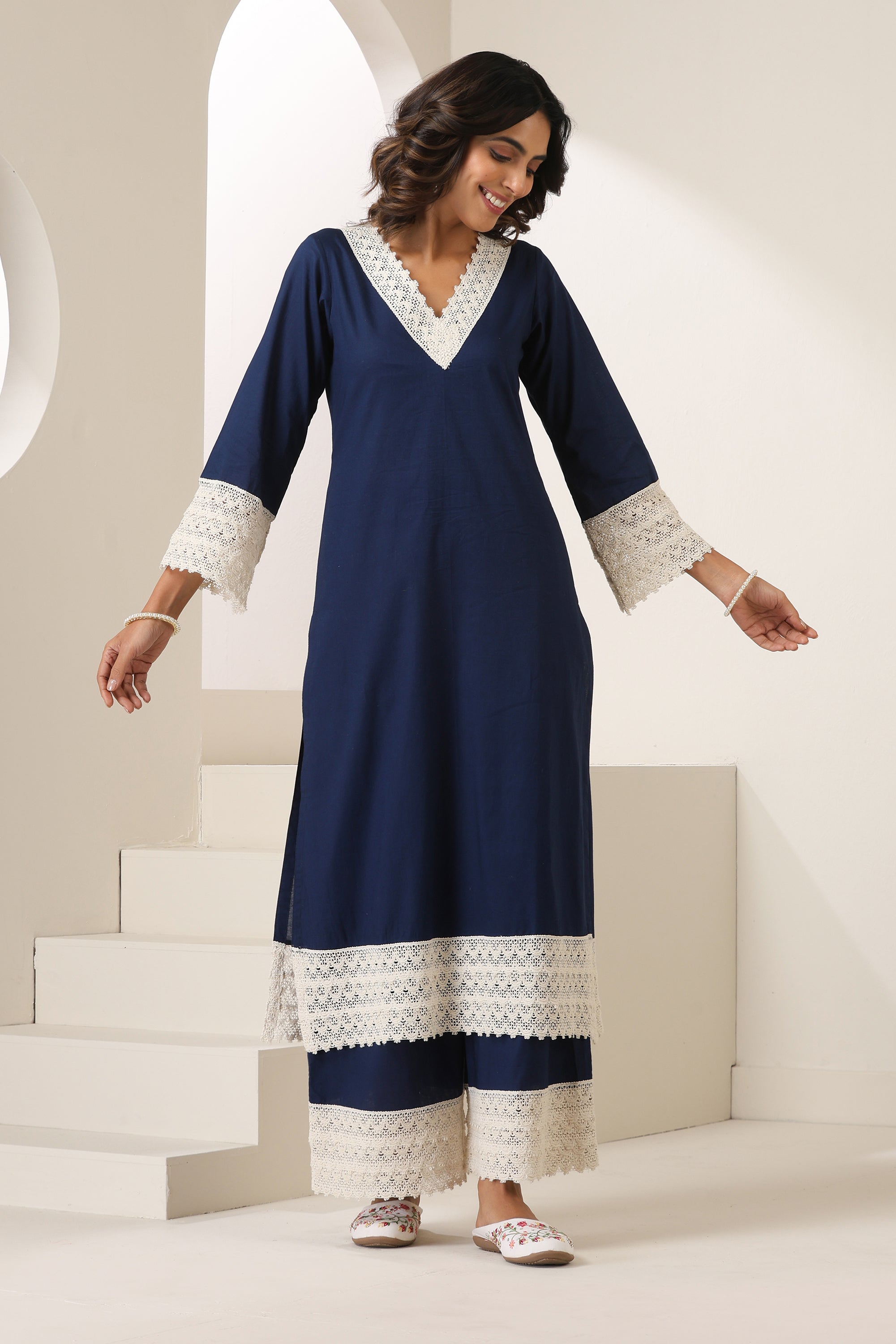 Aleena Navy Blue Kurta Set