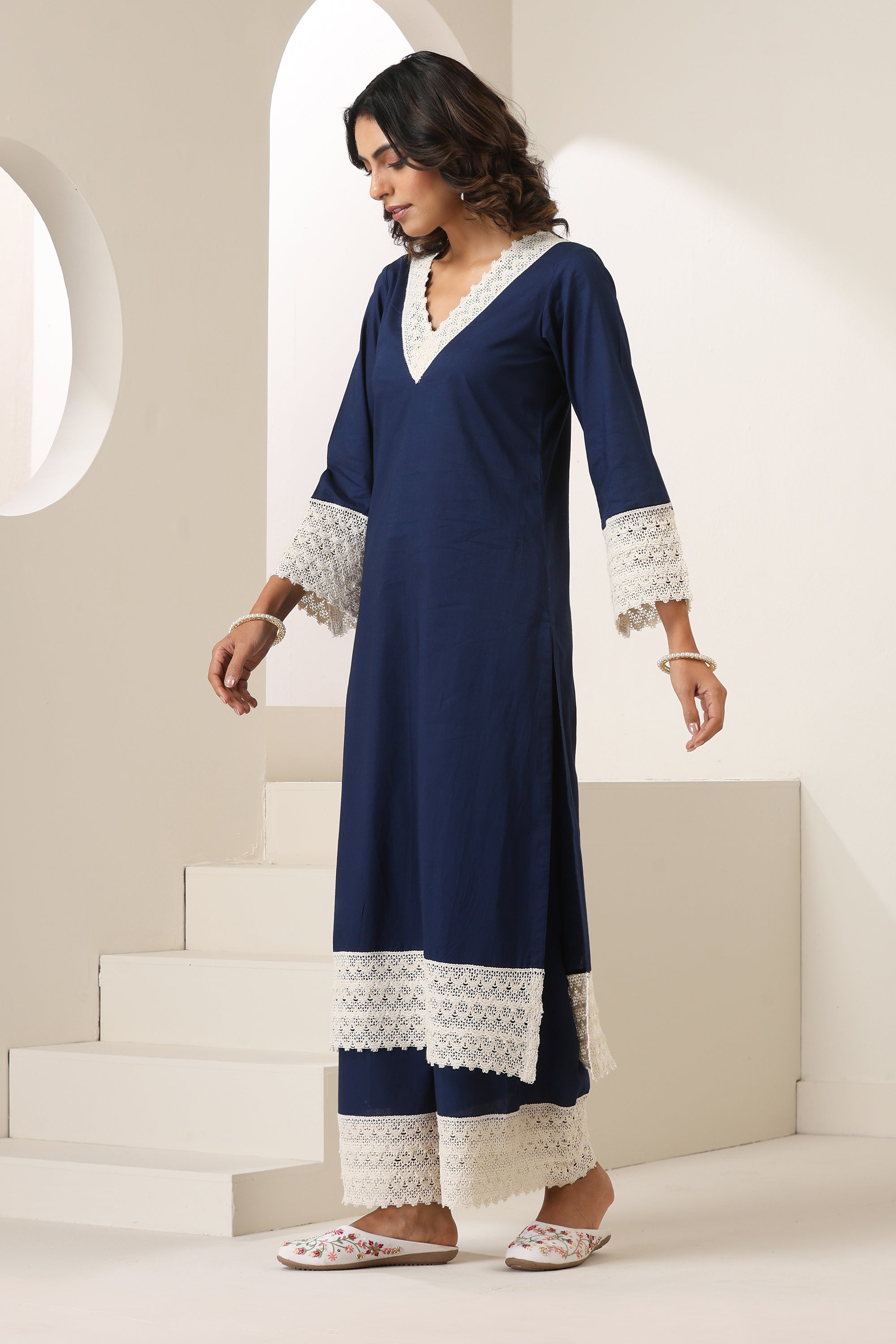 Aleena Navy Blue Kurta Set