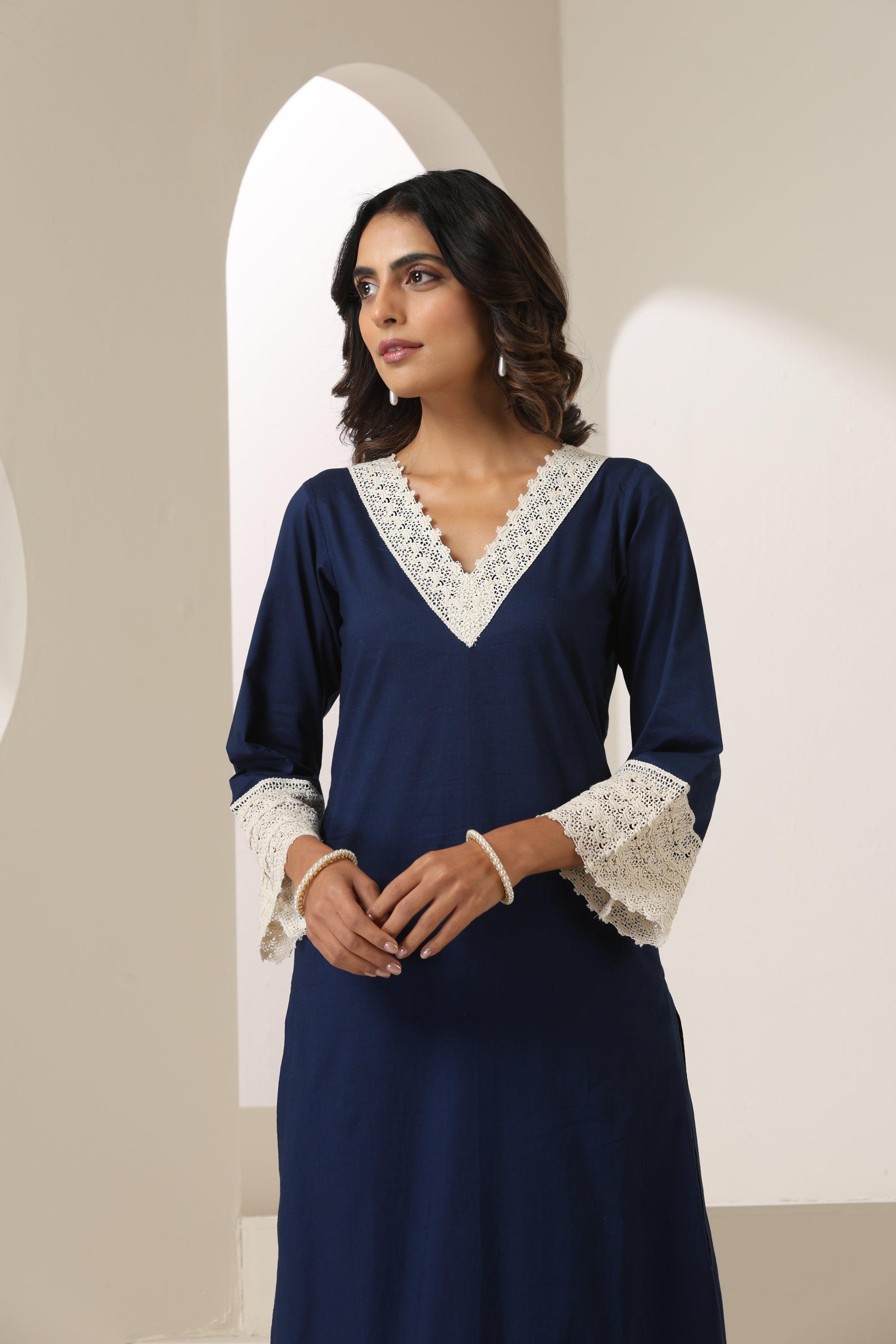 Aleena Navy Blue Kurta Set