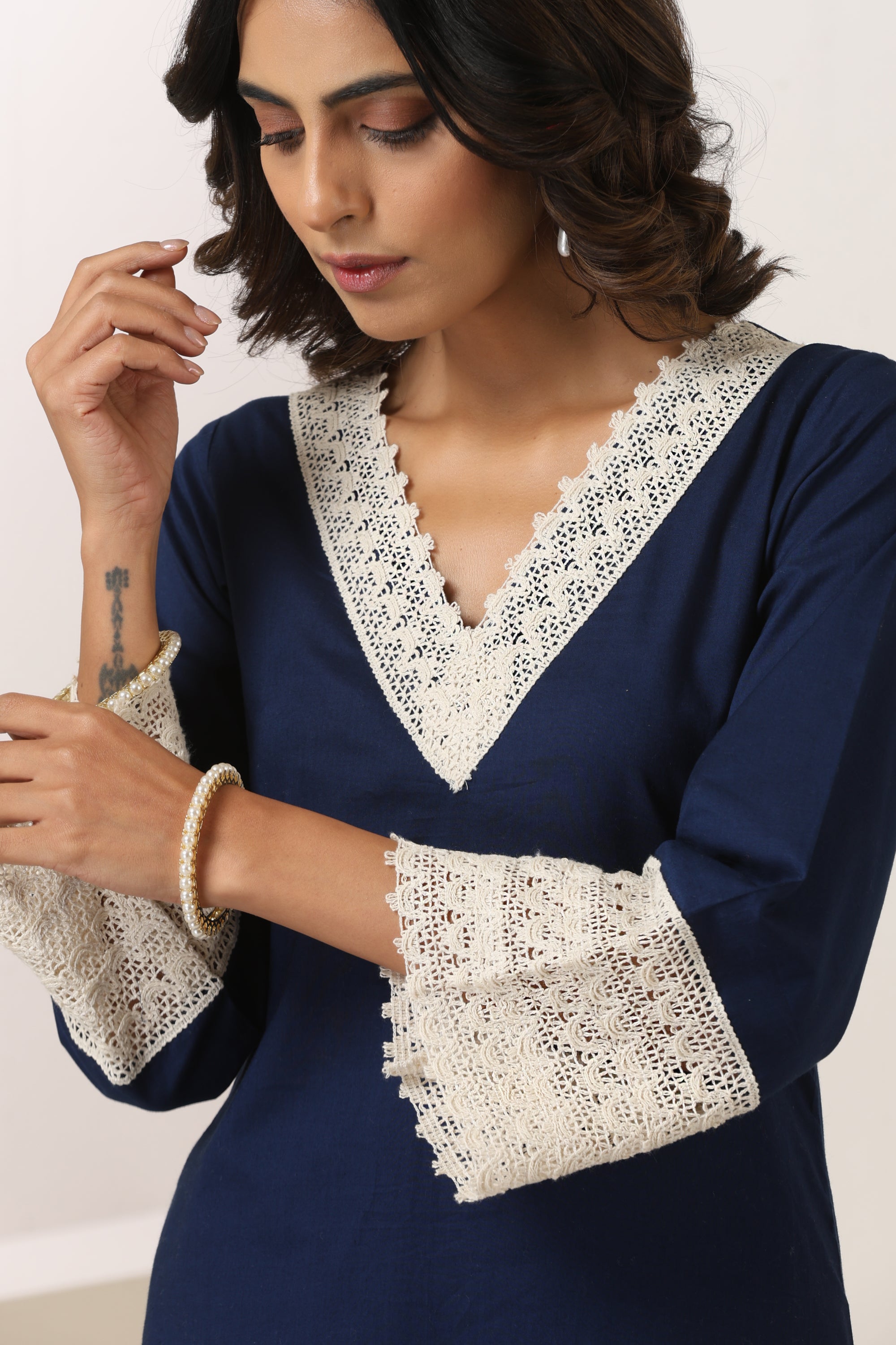 Aleena Navy Blue Kurta Set