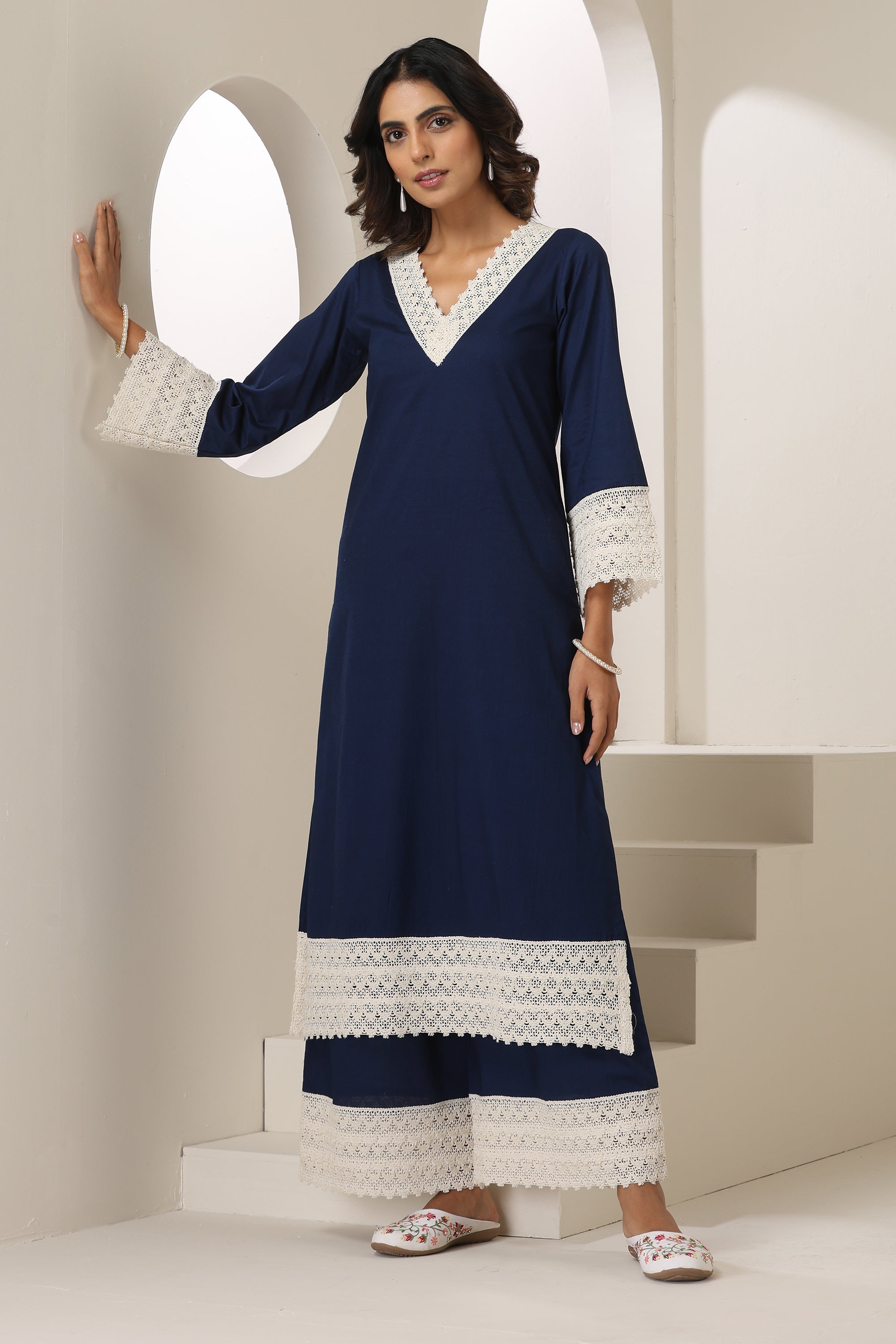Aleena Navy Blue Kurta Set