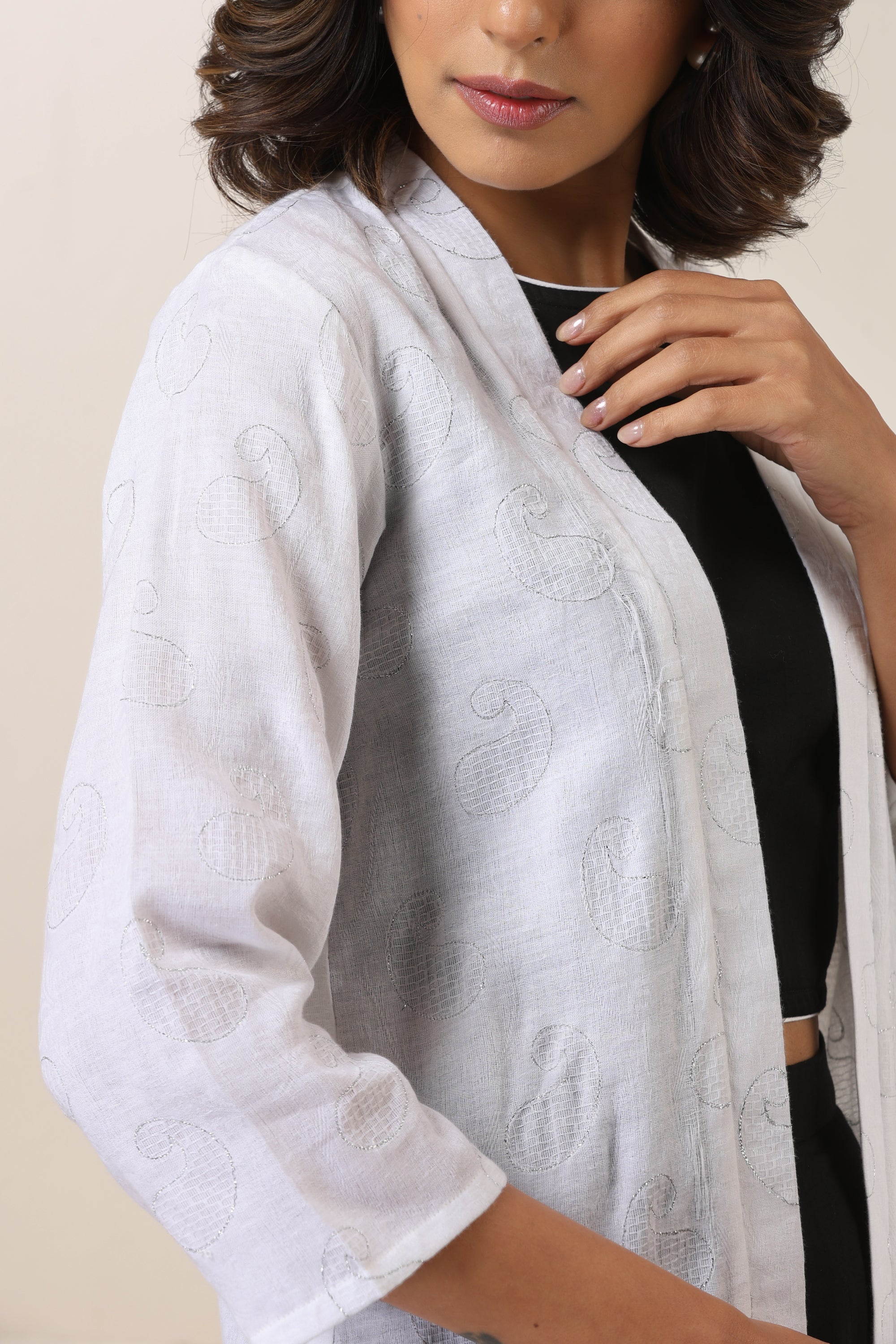 Ayesha Black & White Cape Set