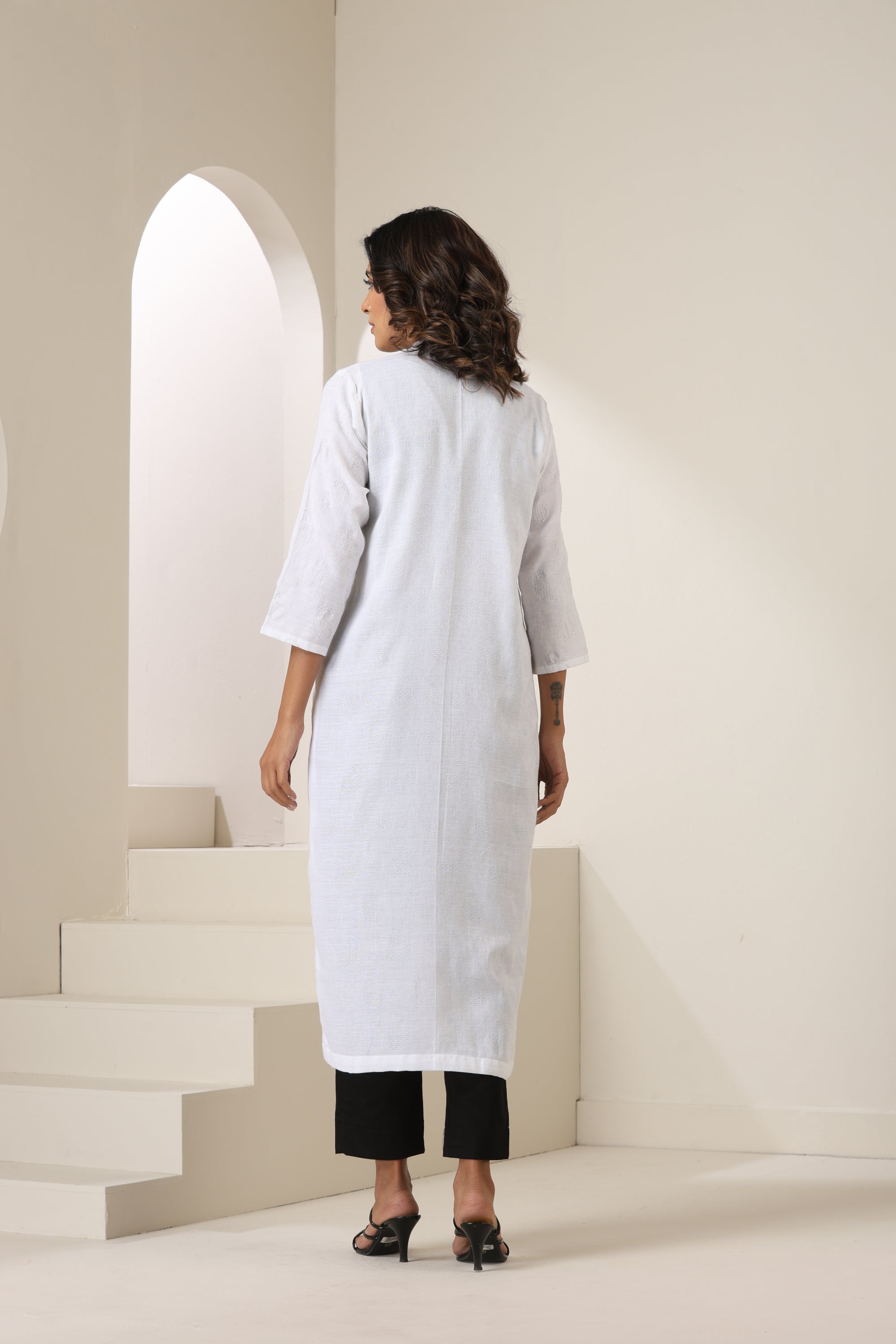 Ayesha Black & White Cape Set