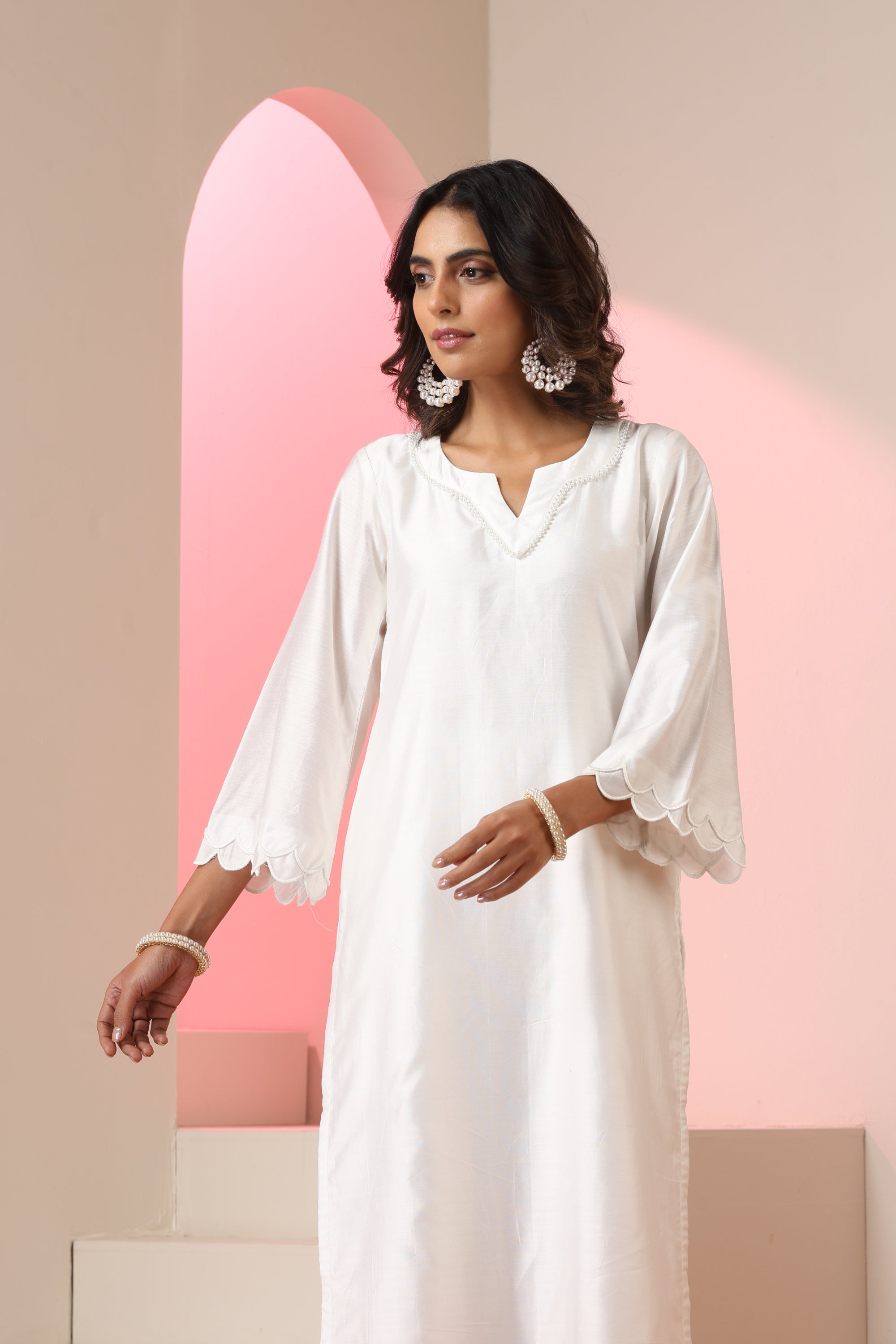 Fiza White Embroidered Kurta Set