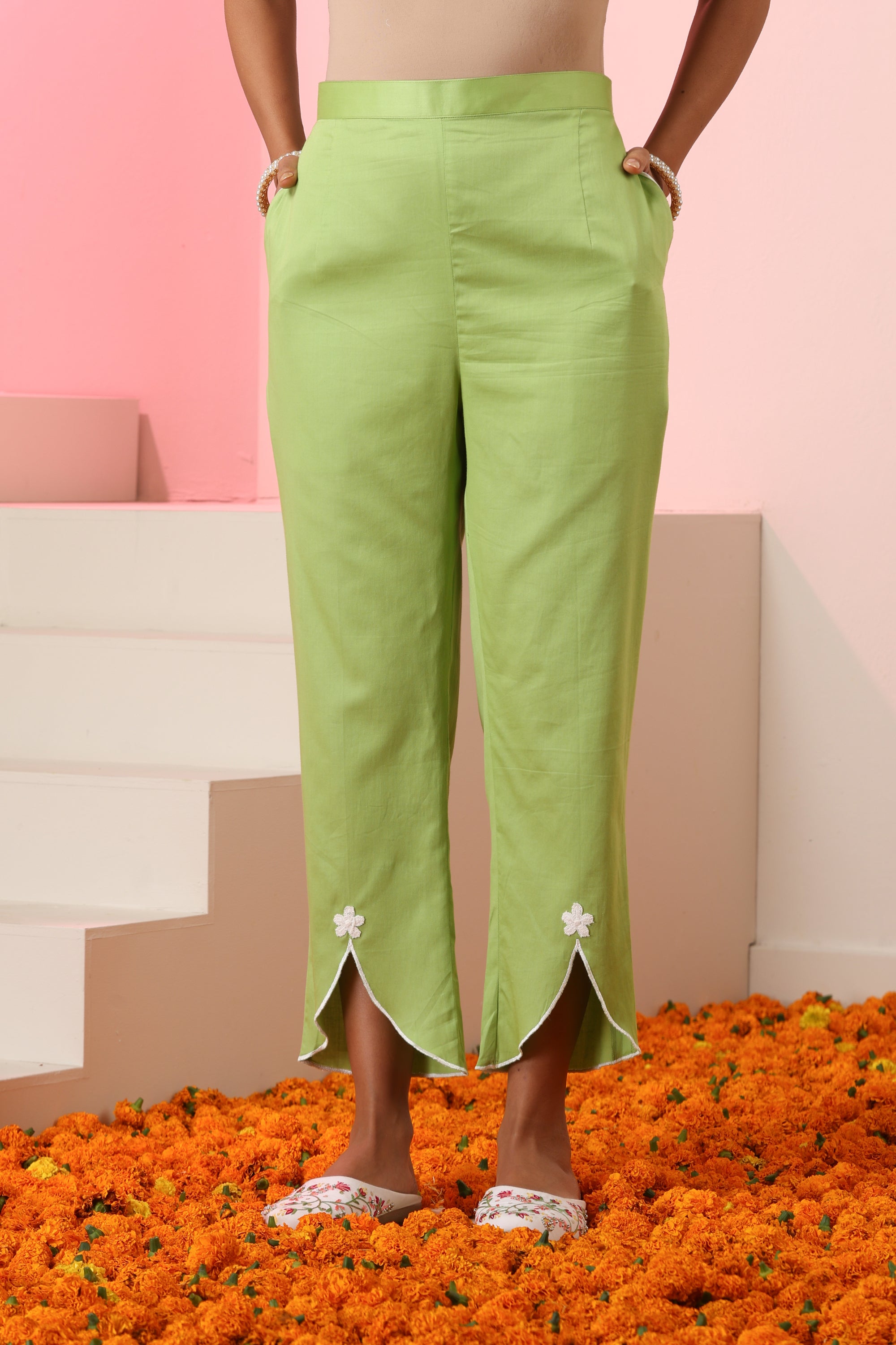 Shanaya Floral Lime Green Kurta Set