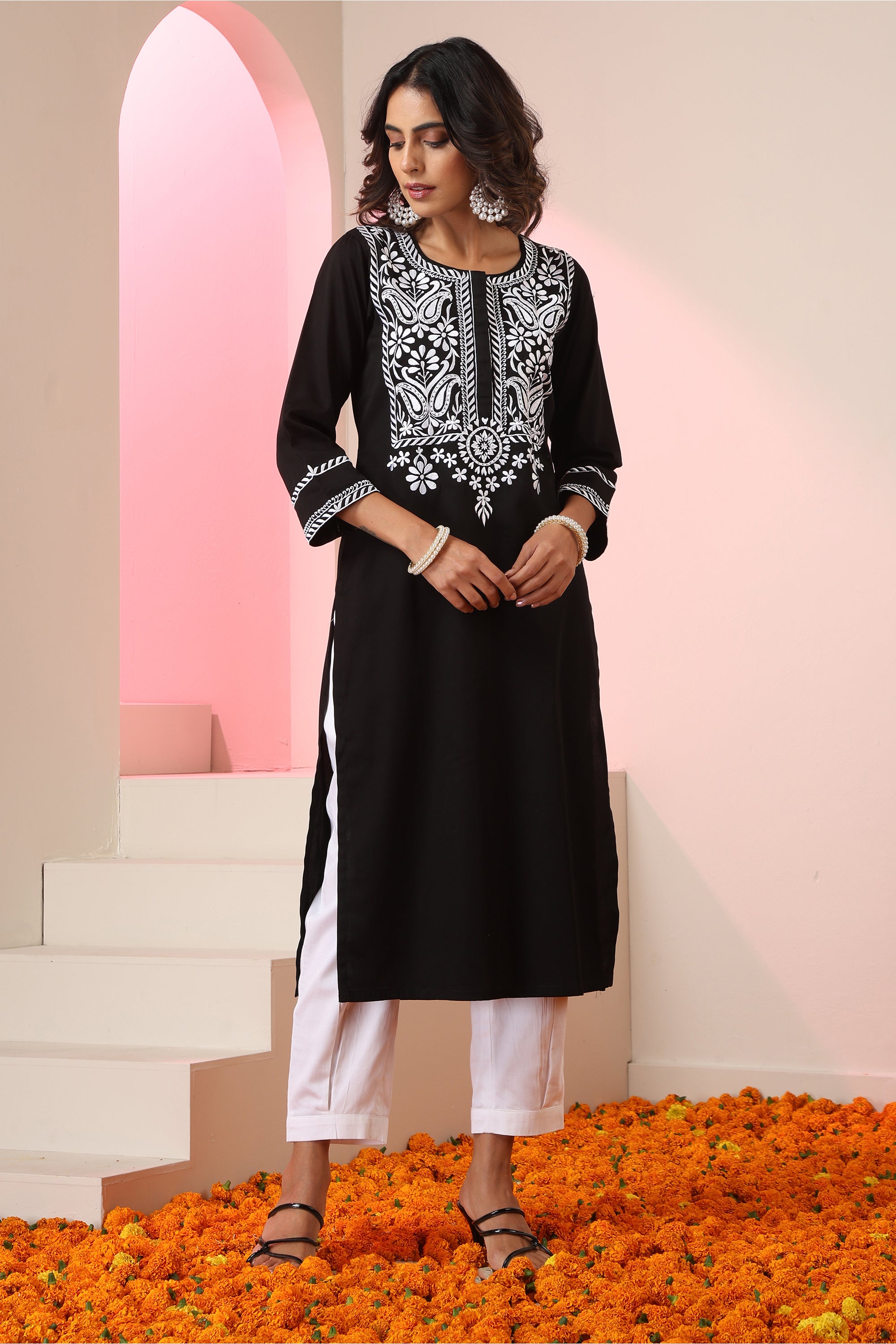 Noor Black Embroidered Kurta Set