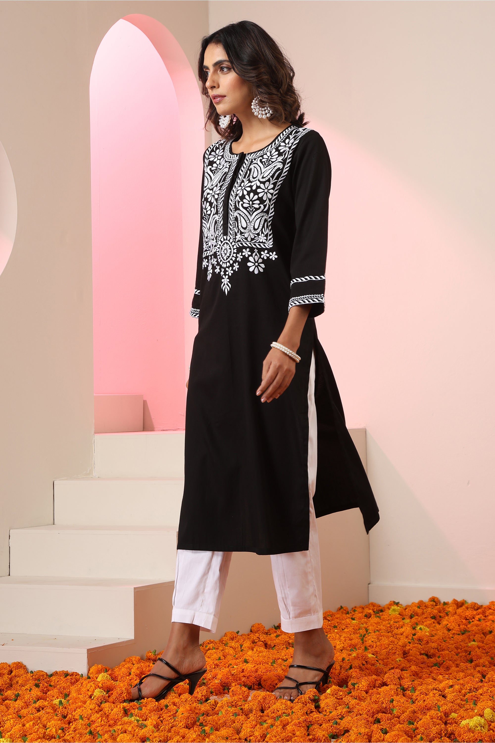 Noor Black Embroidered Kurta Set