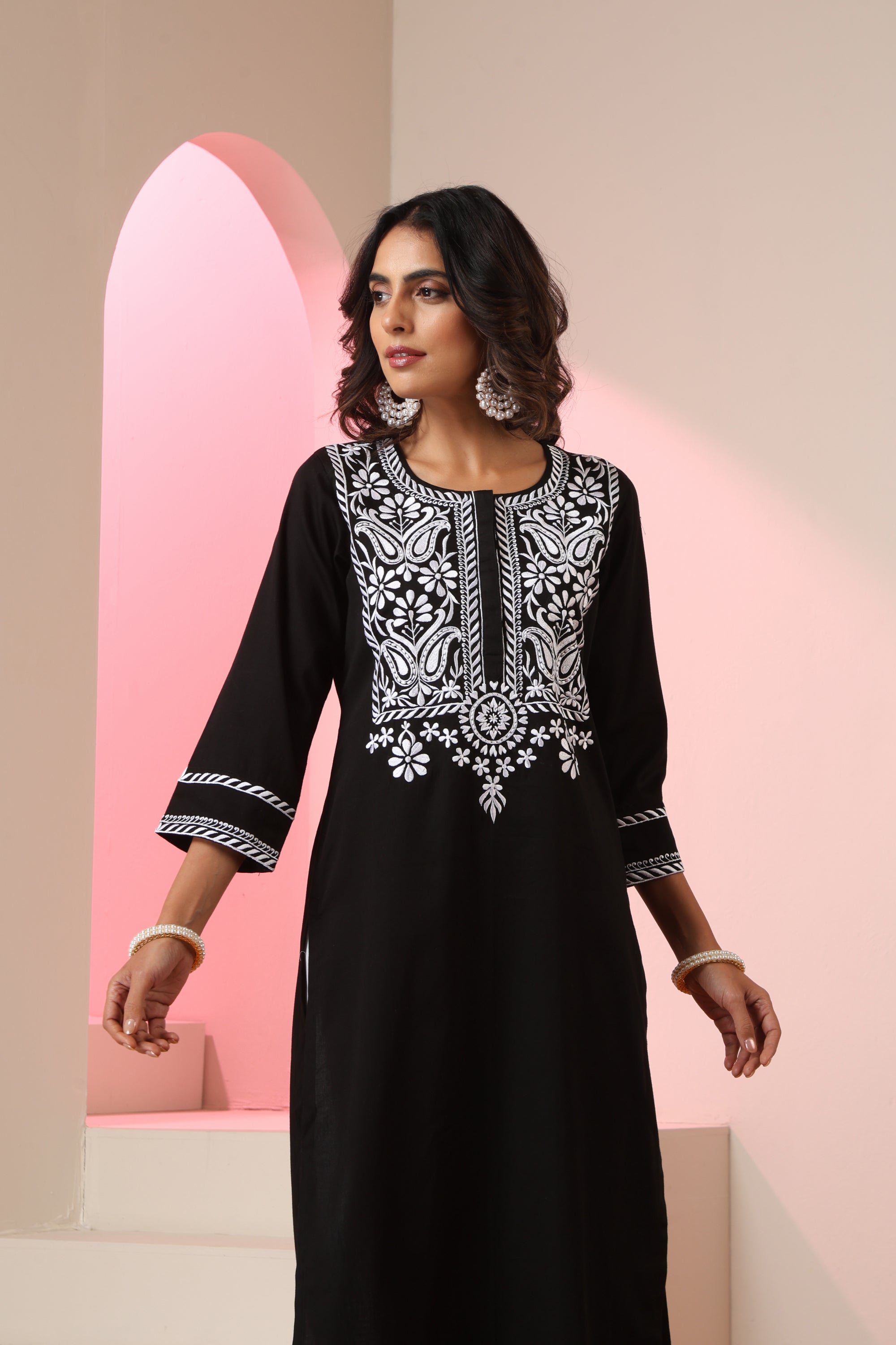 Noor Black Embroidered Kurta Set