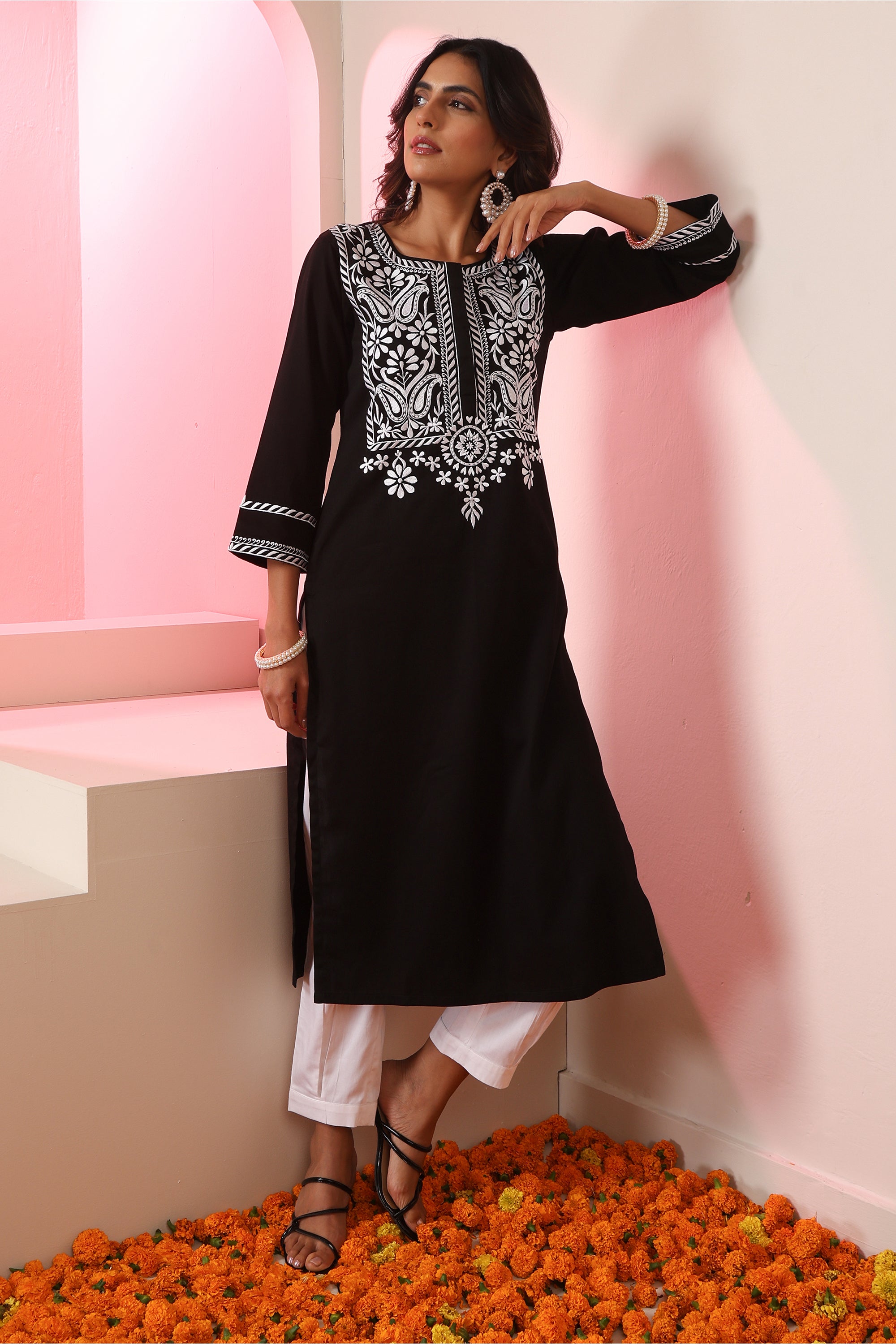 Noor Black Embroidered Kurta Set