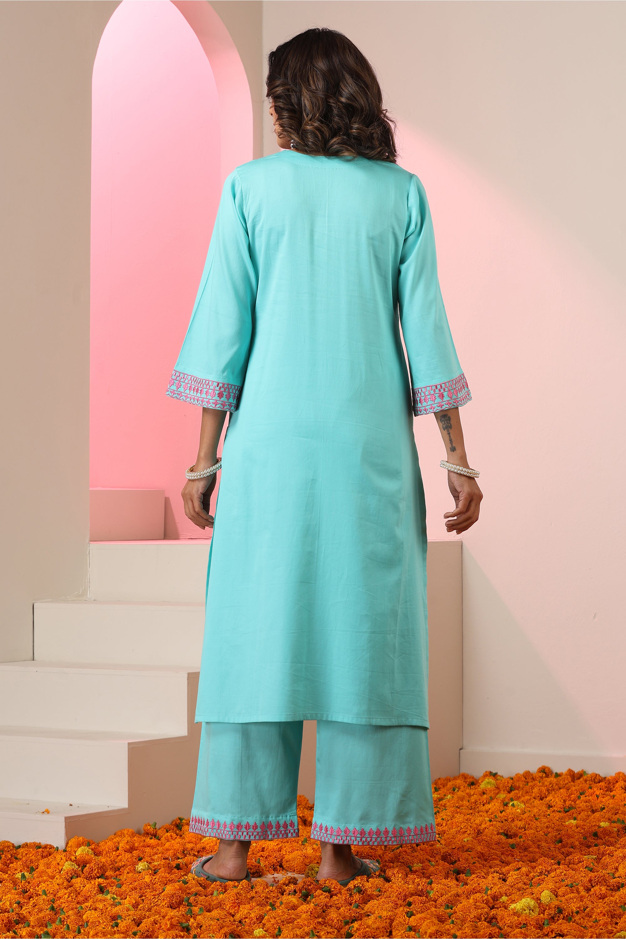 Nargis Sky Blue Embroidered Kurta Set