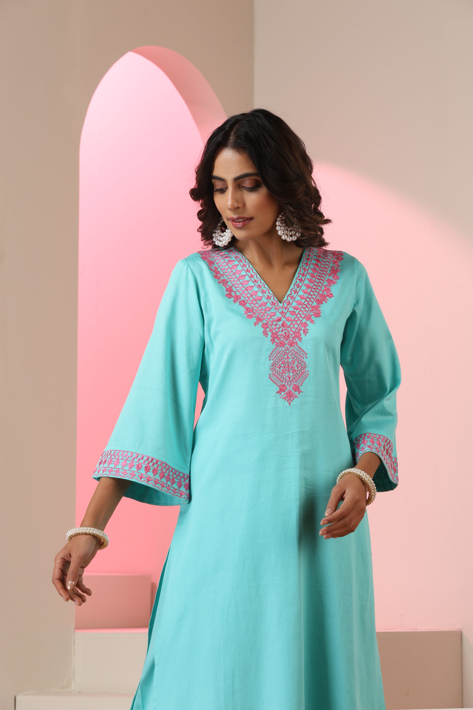 Nargis Sky Blue Embroidered Kurta Set