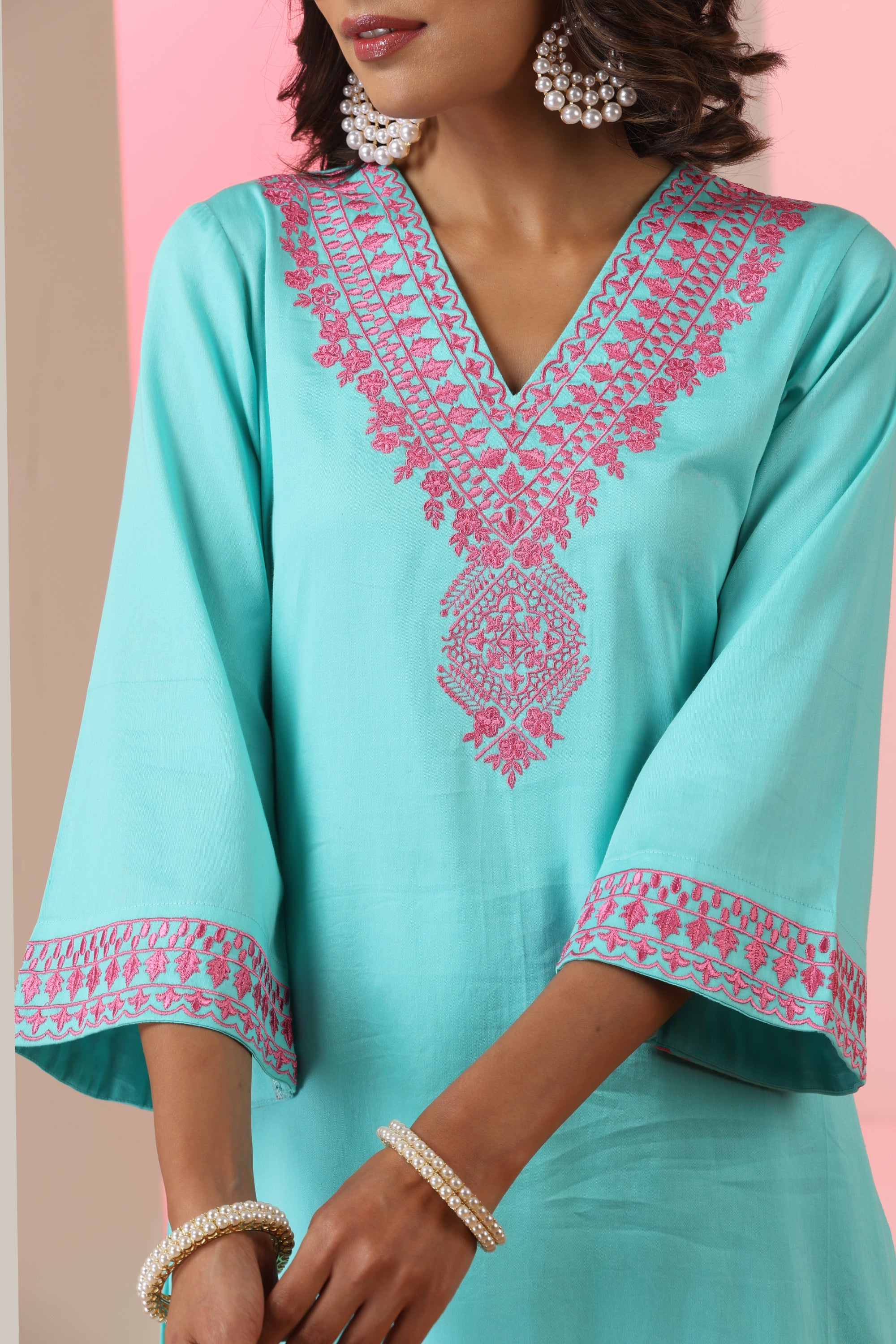 Nargis Sky Blue Embroidered Kurta Set