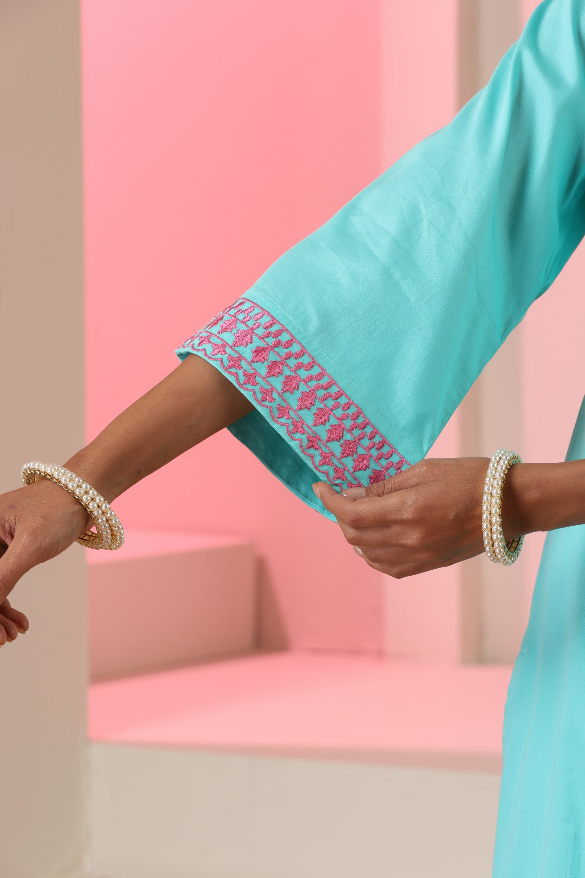 Nargis Sky Blue Embroidered Kurta Set