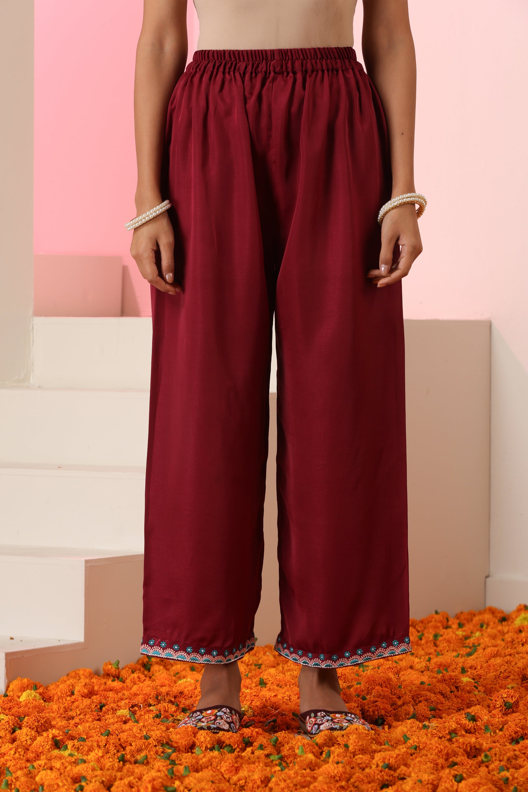 Sabina Maroon Embroidered Kurta Set