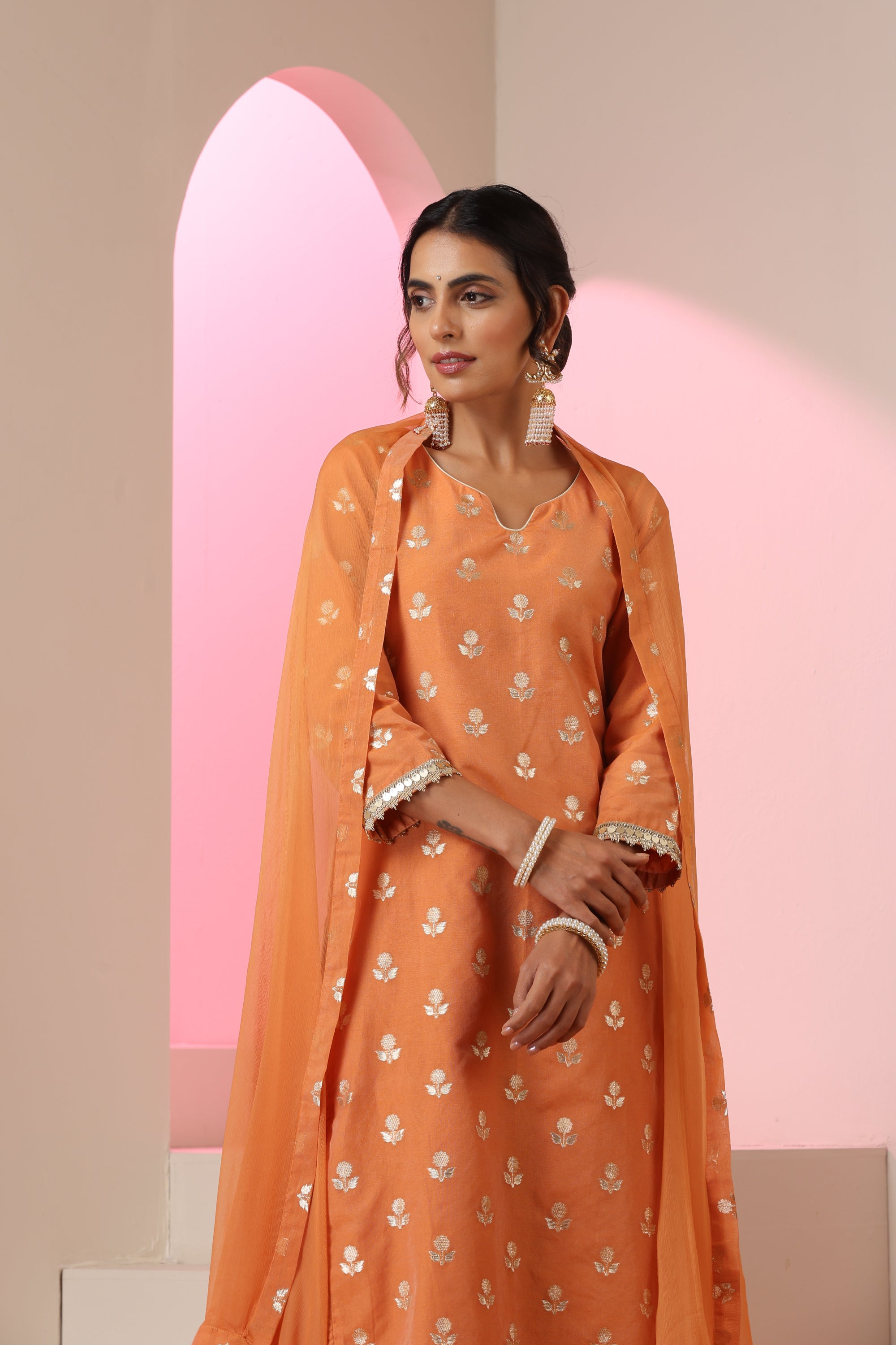 Lubna Dusky Brown Kurta Set with Dupatta