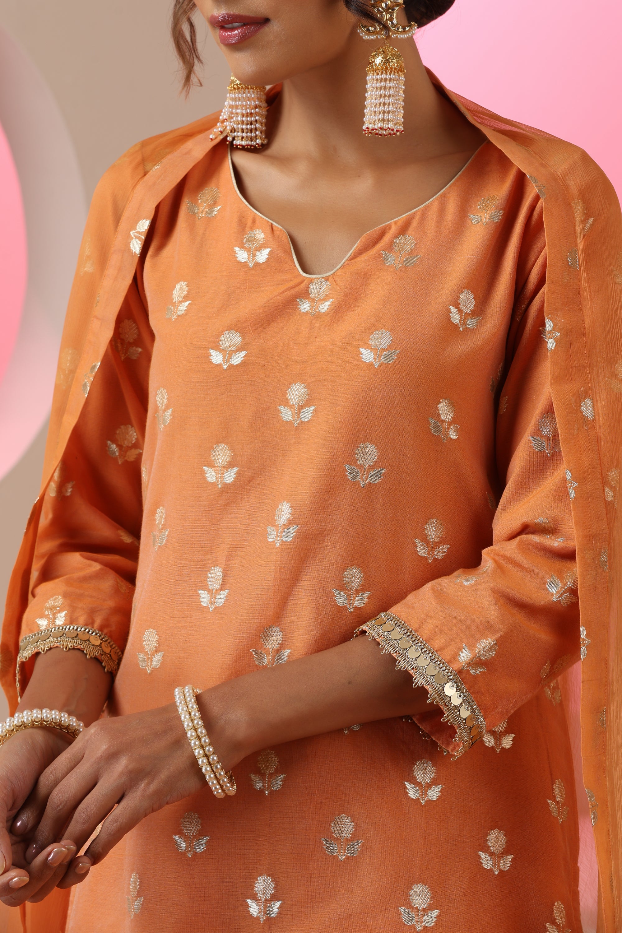 Lubna Dusky Brown Kurta Set with Dupatta