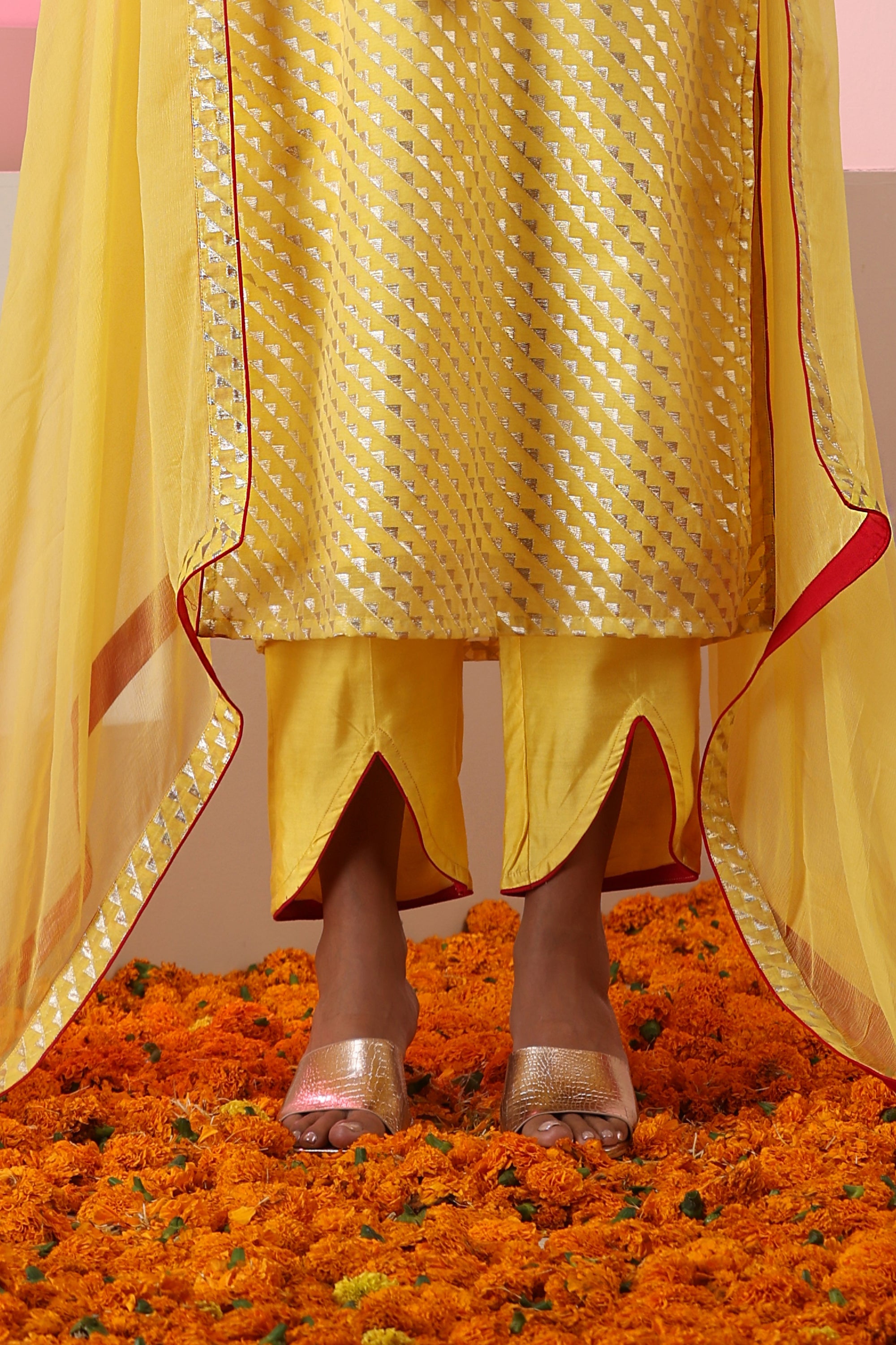 Abha Yellow Kurta Set with Dupatta