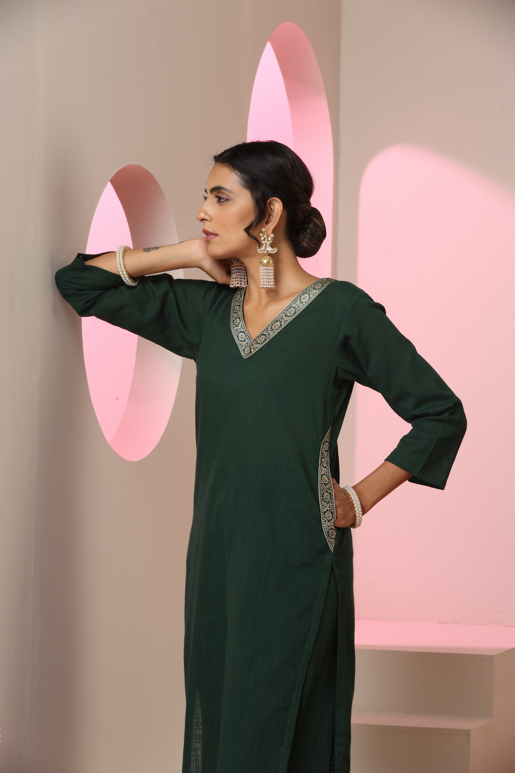 Zoya Dark Green Kurta Set