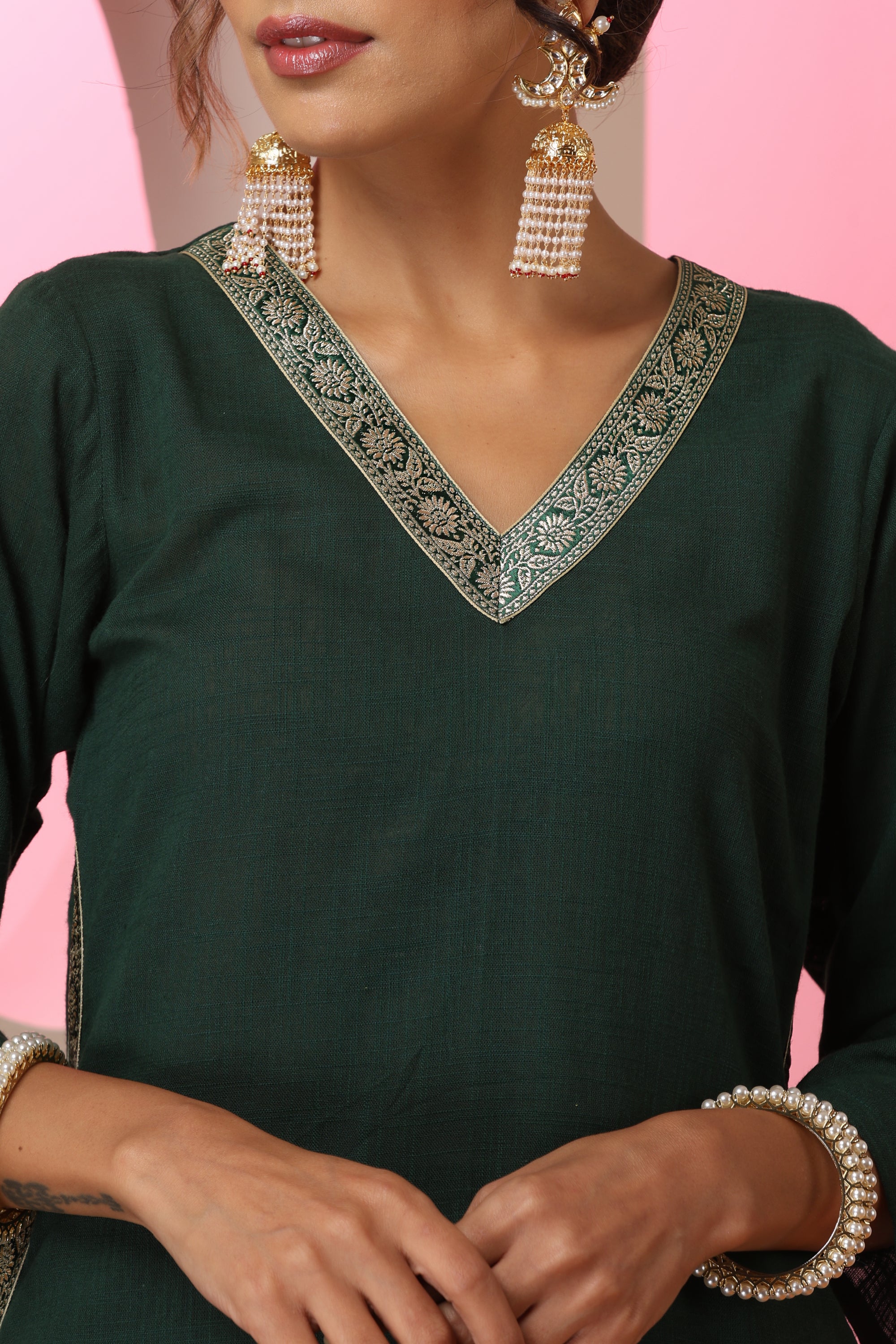 Zoya Dark Green Kurta Set