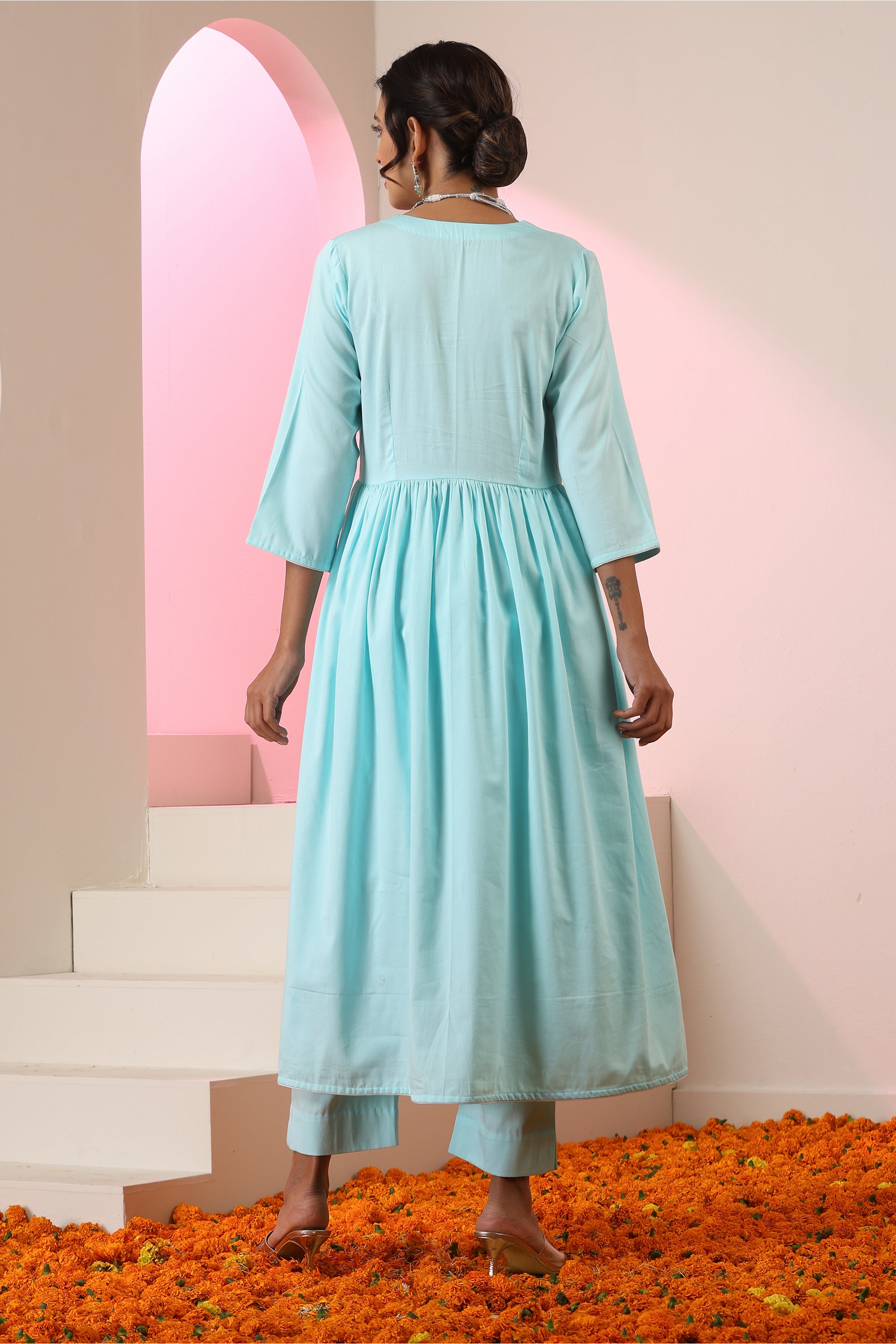 Aafreen Ice Blue Anarkali Set