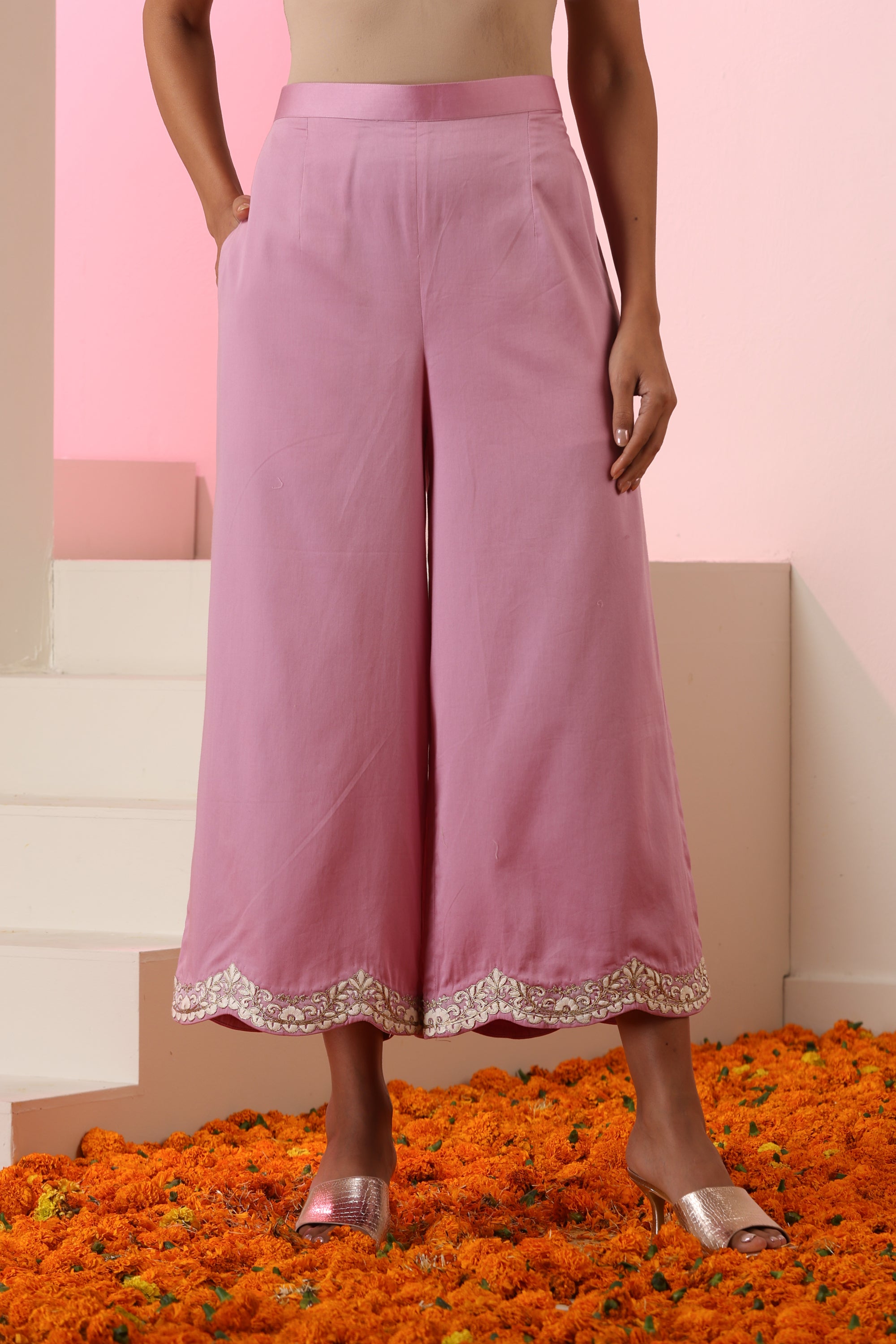 Shubna Lavender Embroidered Kurta Set