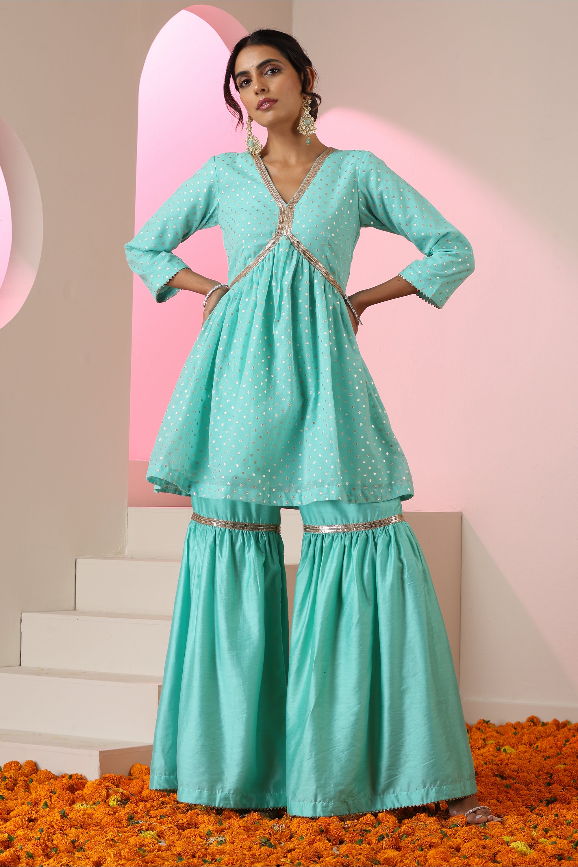 Shagun Mint Gharara Set with Dupatta