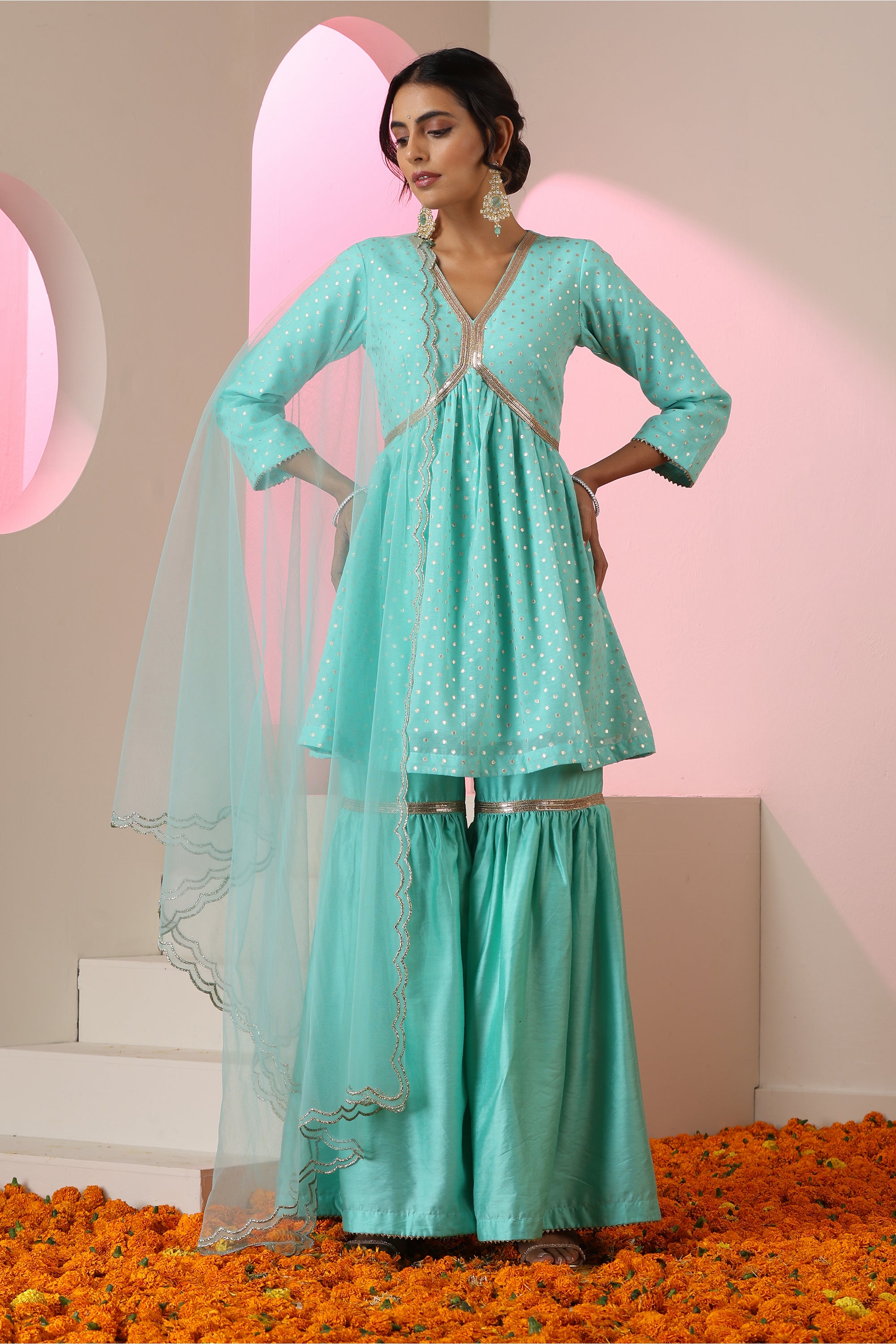 Shagun Mint Gharara Set with Dupatta