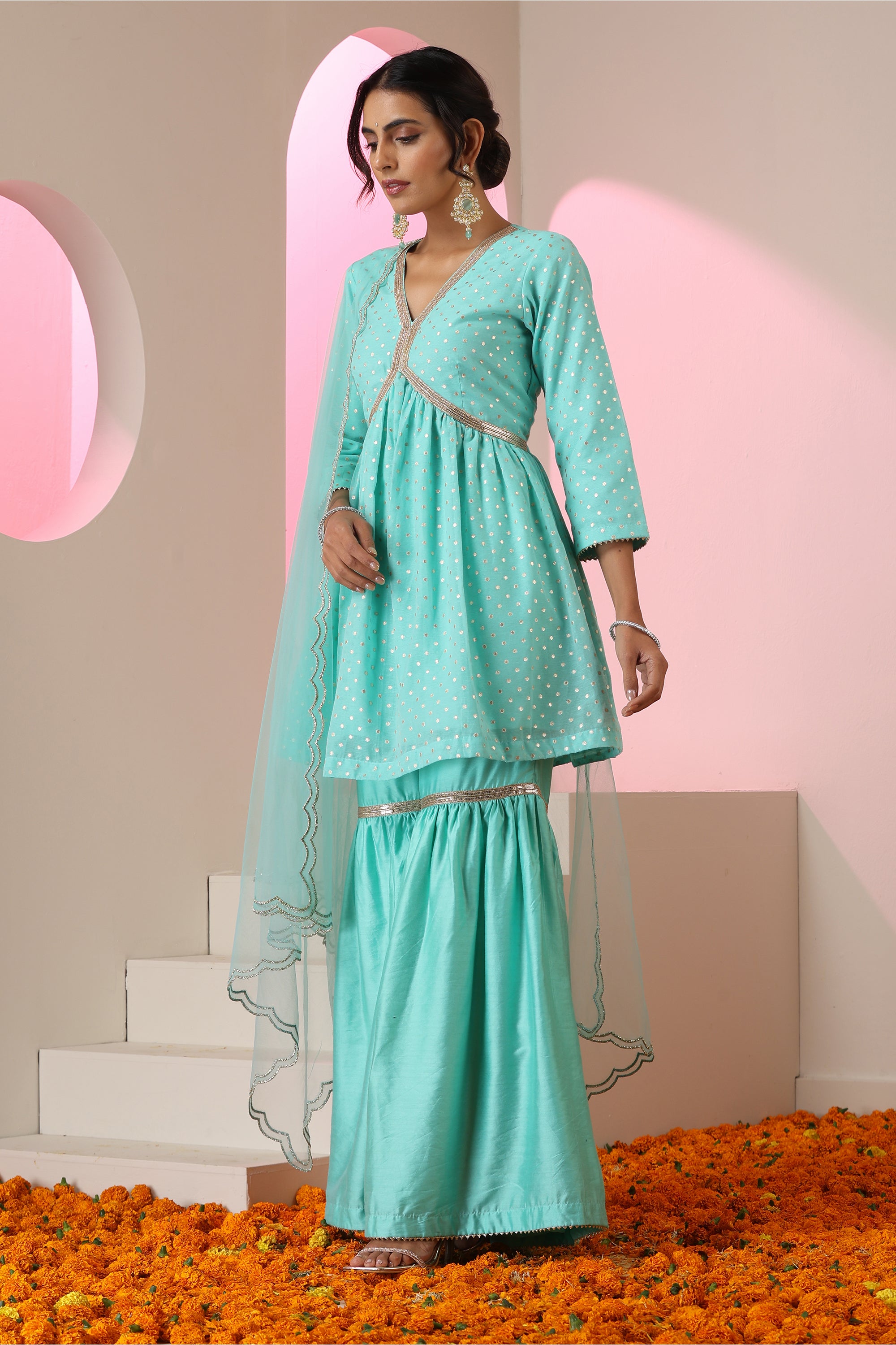 Shagun Mint Gharara Set with Dupatta
