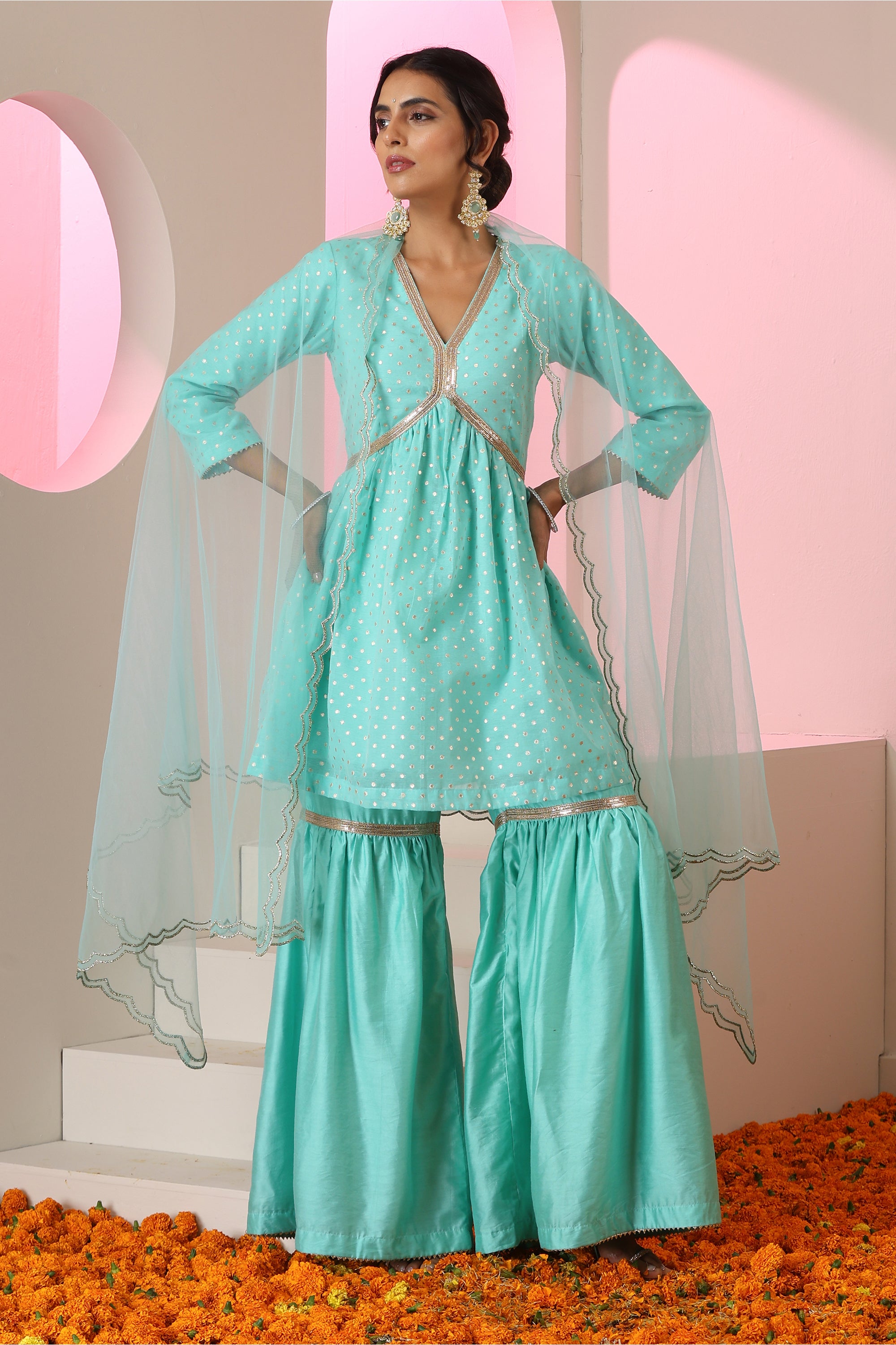 Shagun Mint Gharara Set with Dupatta