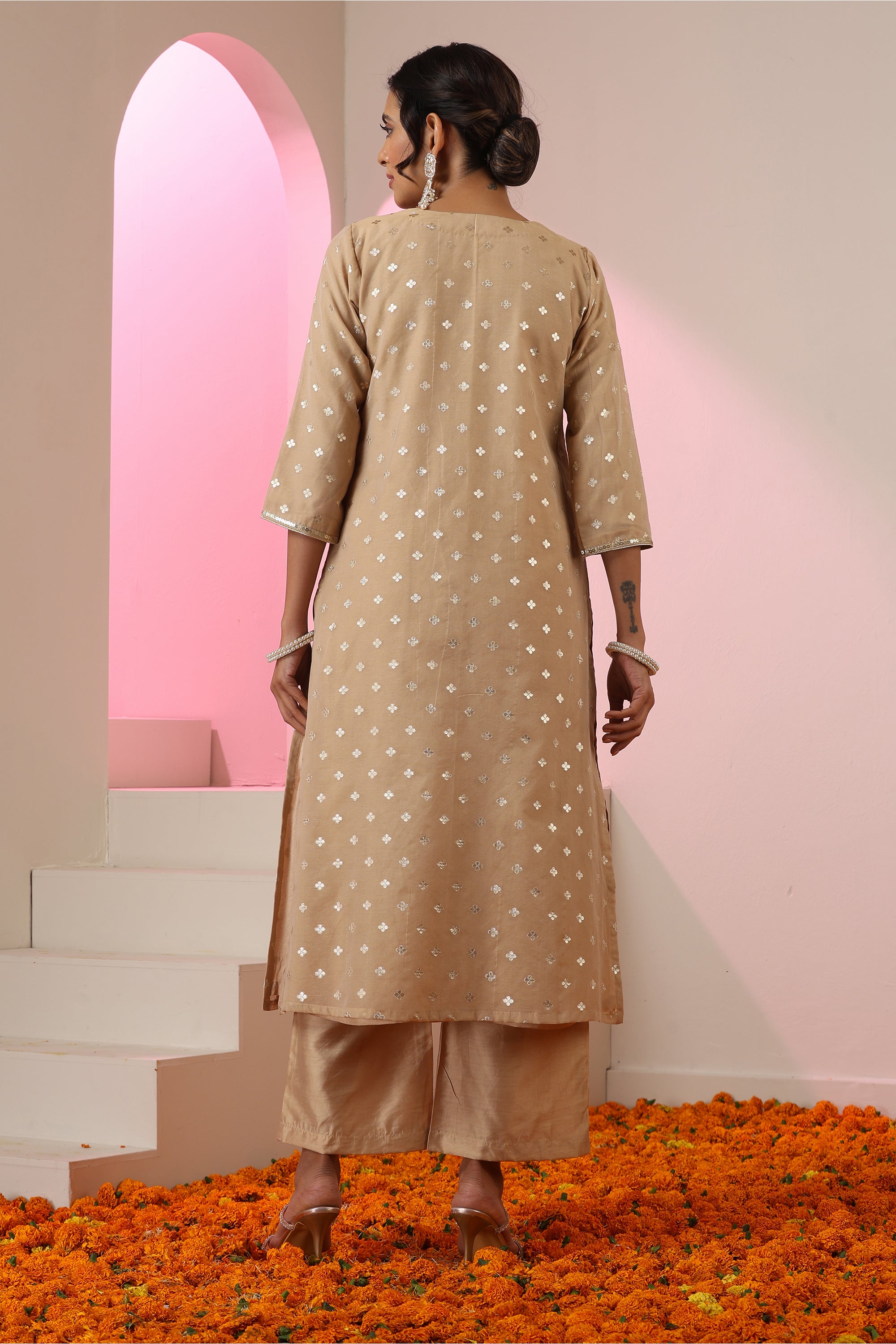 Samreen Light Brown Kurta Set