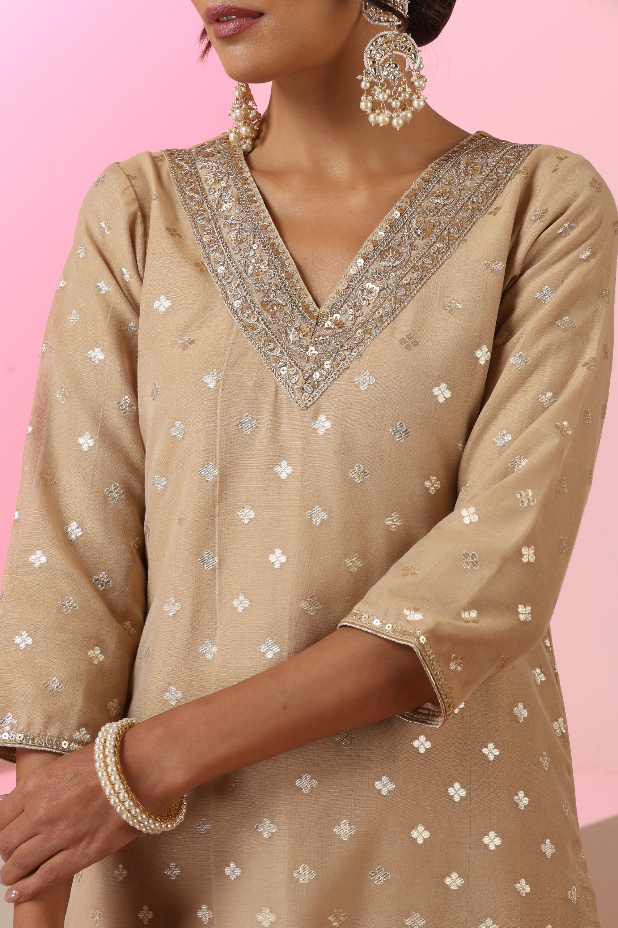 Samreen Light Brown Kurta Set