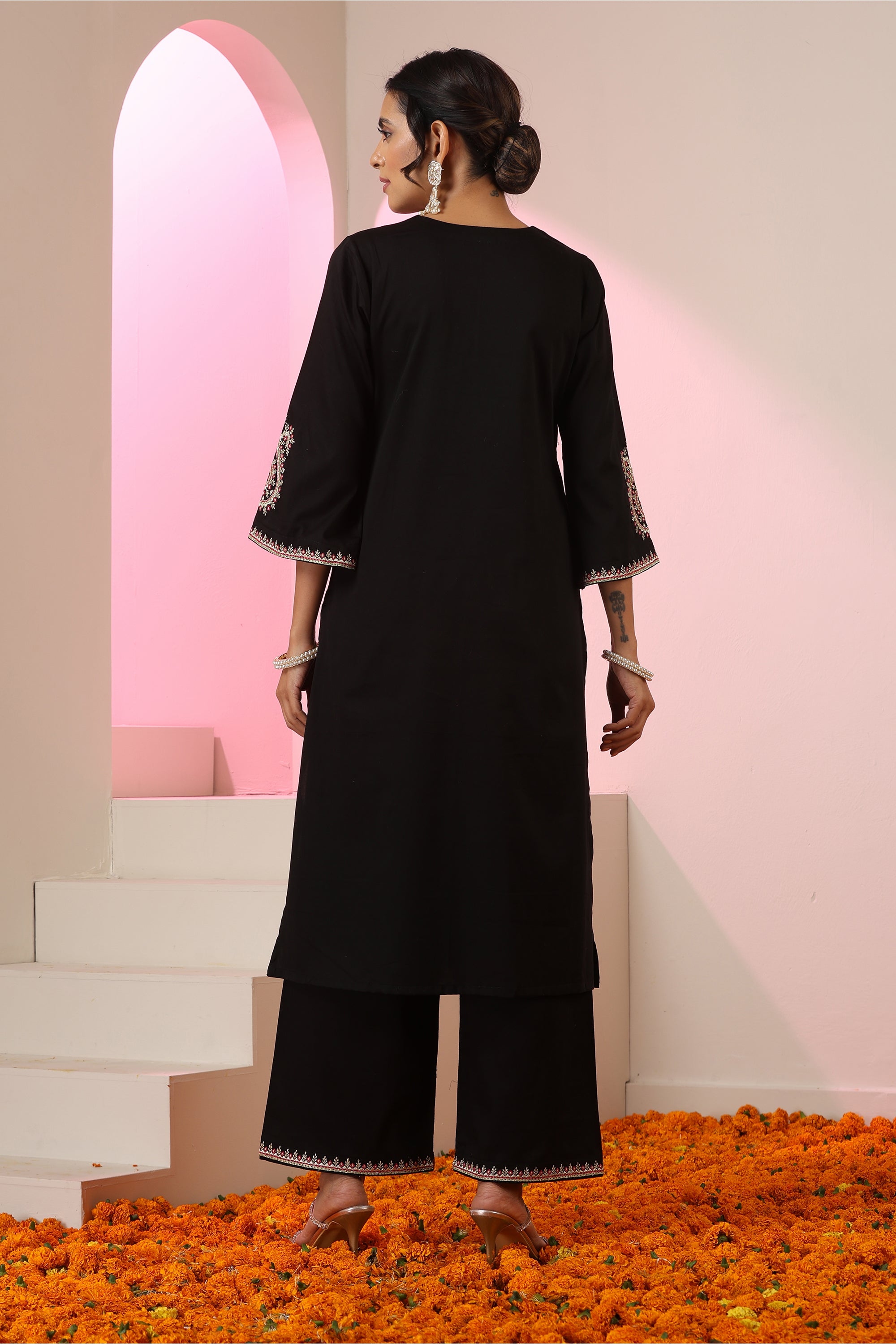 Anaya Black Embroidered Kurta Set