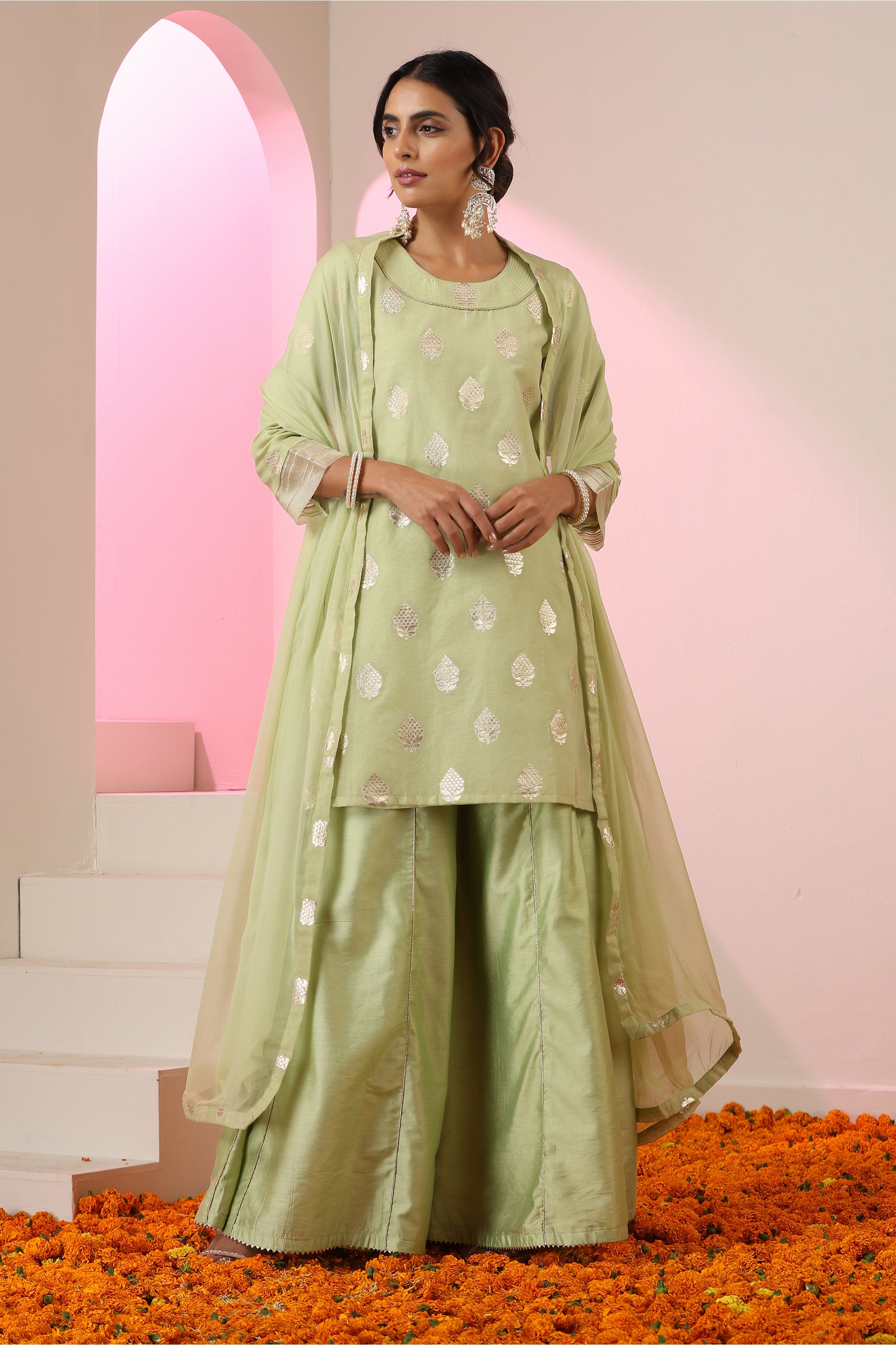Swarnika Green Sharara Set with Dupatta