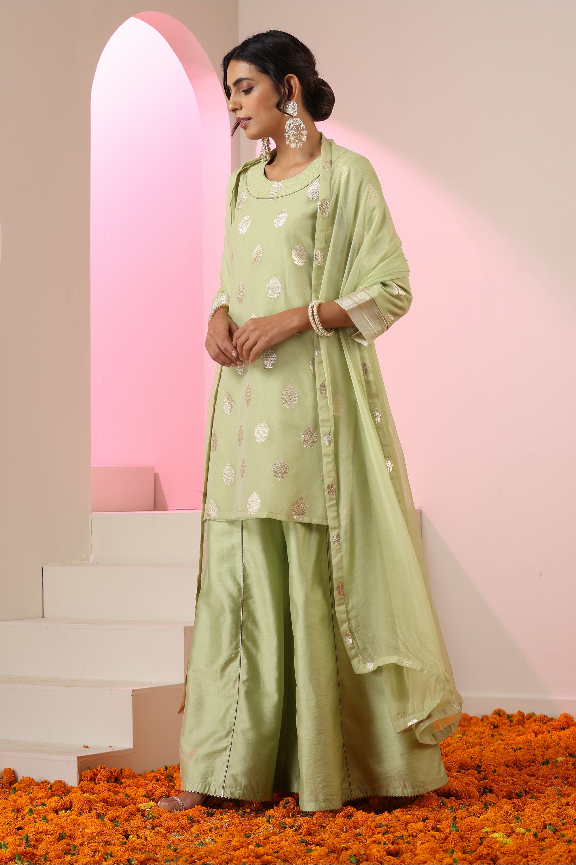 Swarnika Green Sharara Set with Dupatta