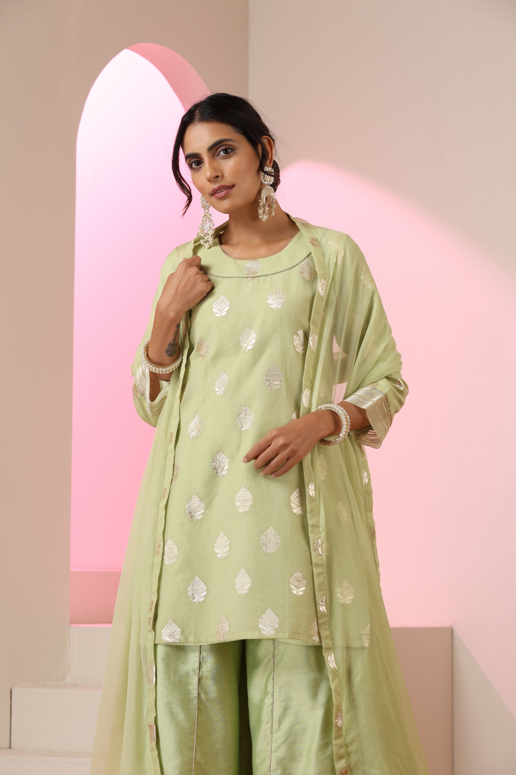 Swarnika Green Sharara Set with Dupatta