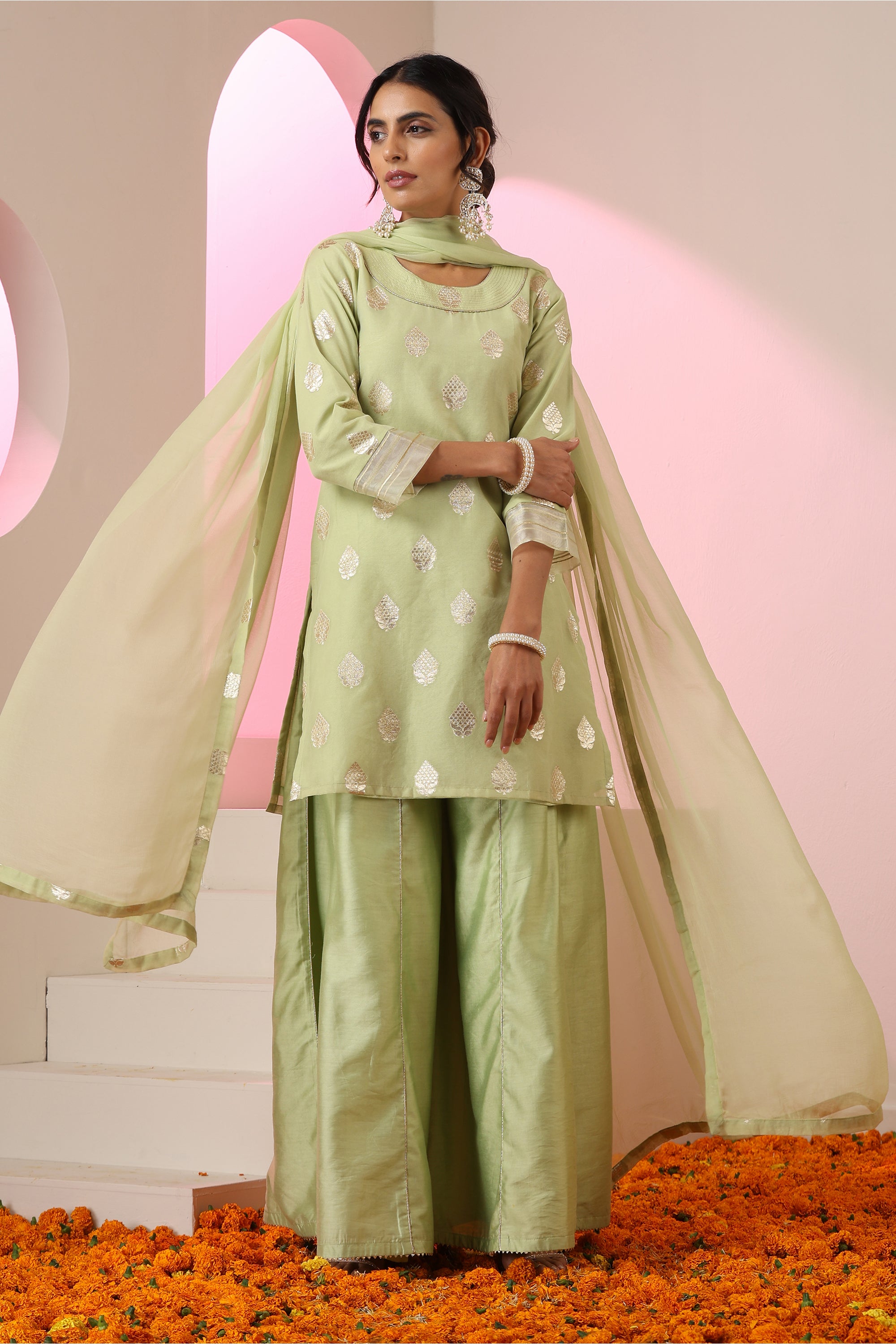 Swarnika Green Sharara Set with Dupatta