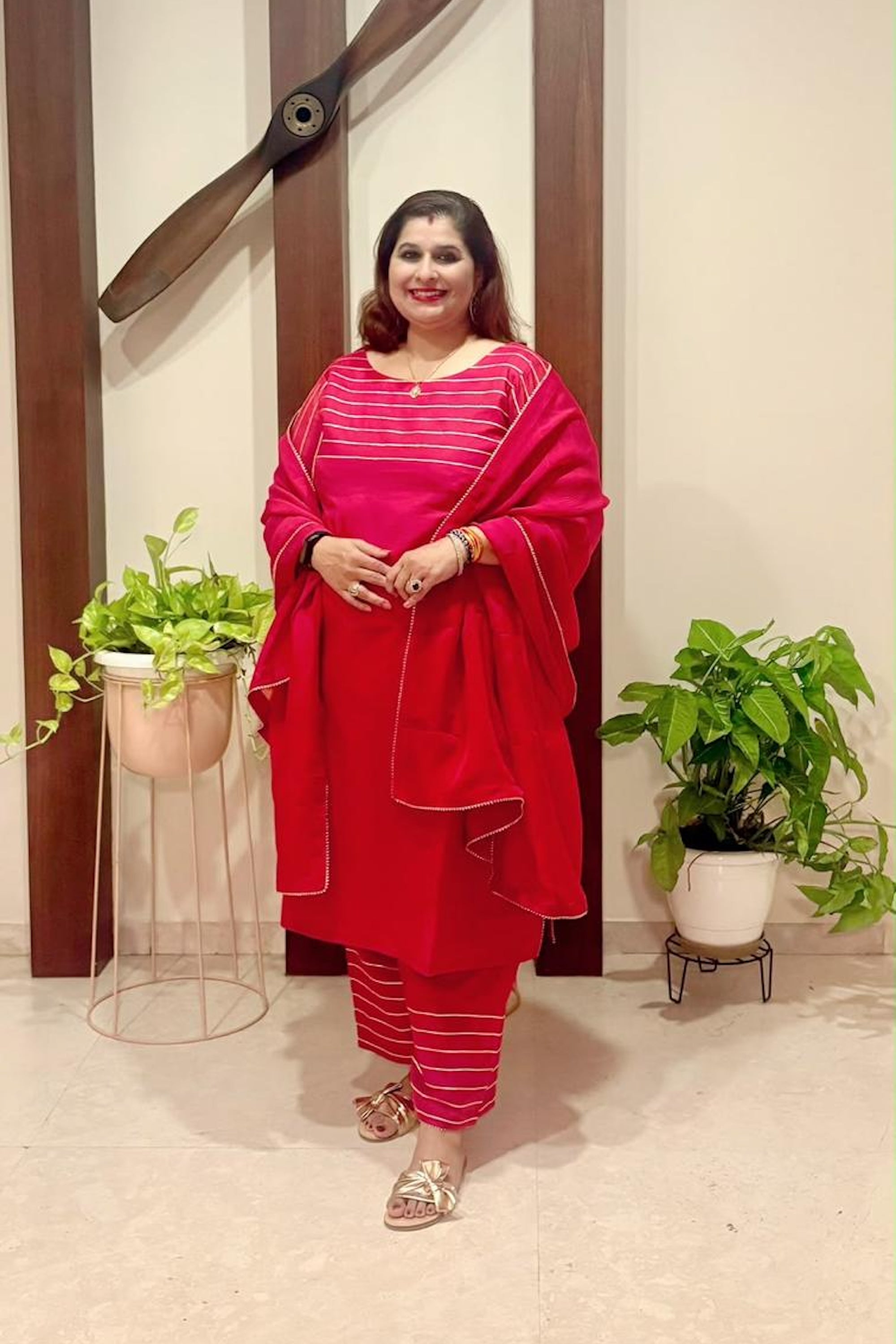 Satya Red Kurta Set with Dupatta