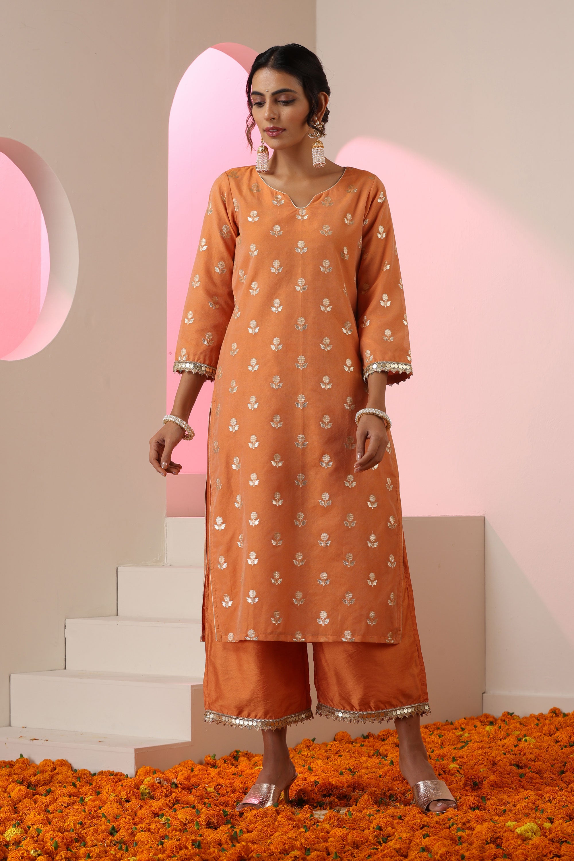 Lubna Dusky Brown Kurta Set with Dupatta