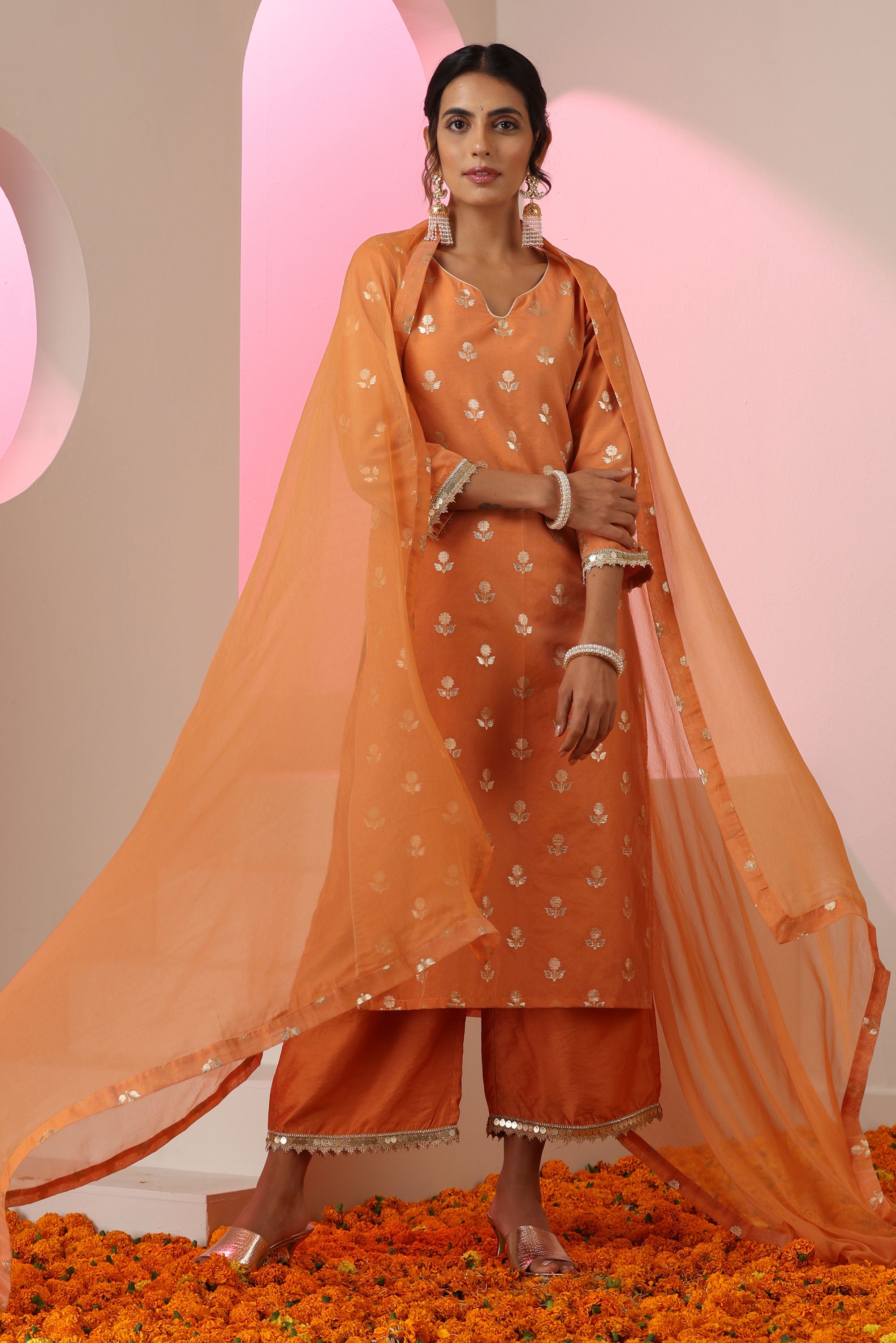 Lubna Dusky Brown Kurta Set with Dupatta