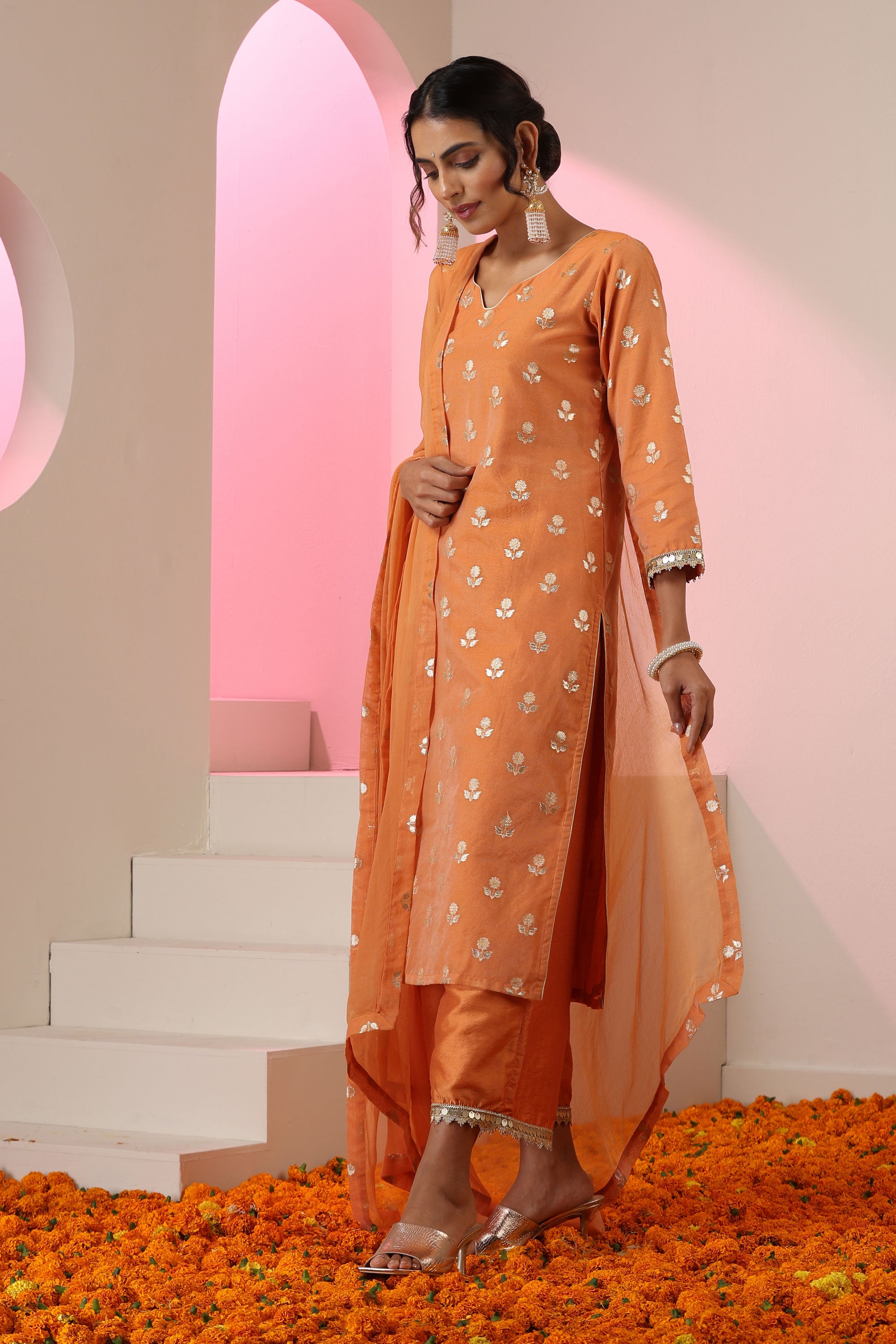 Lubna Dusky Brown Kurta Set with Dupatta