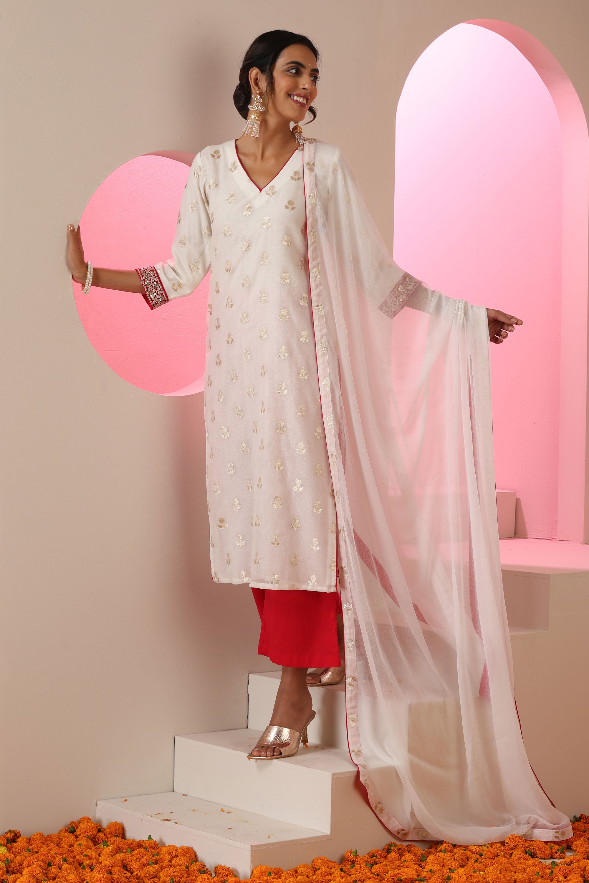 Rukhsar White Kurta Set with Dupatta