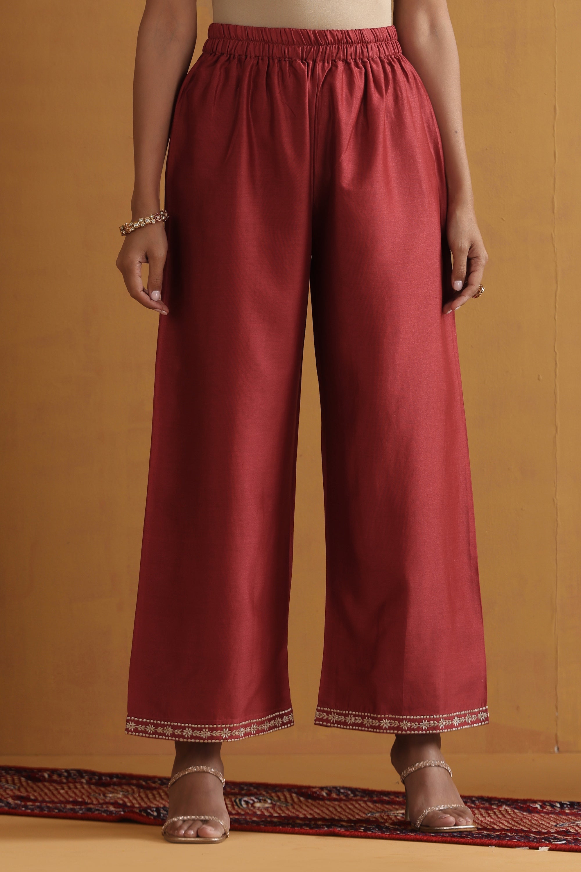 Yatika Rust Embroidered Pintex Kurta Set with Dupatta