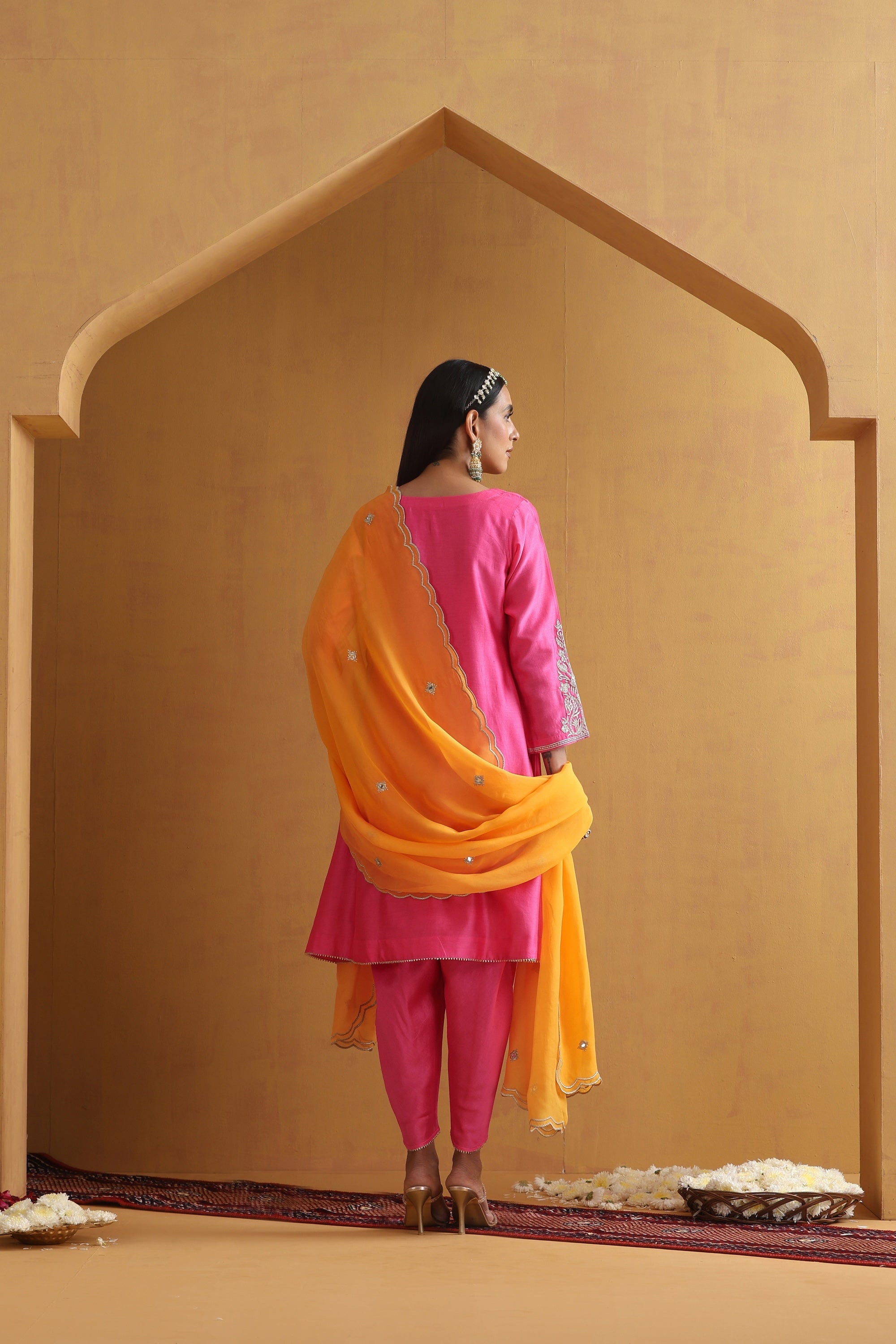 Rima Pink Embroidered Kurta Set with Dupatta