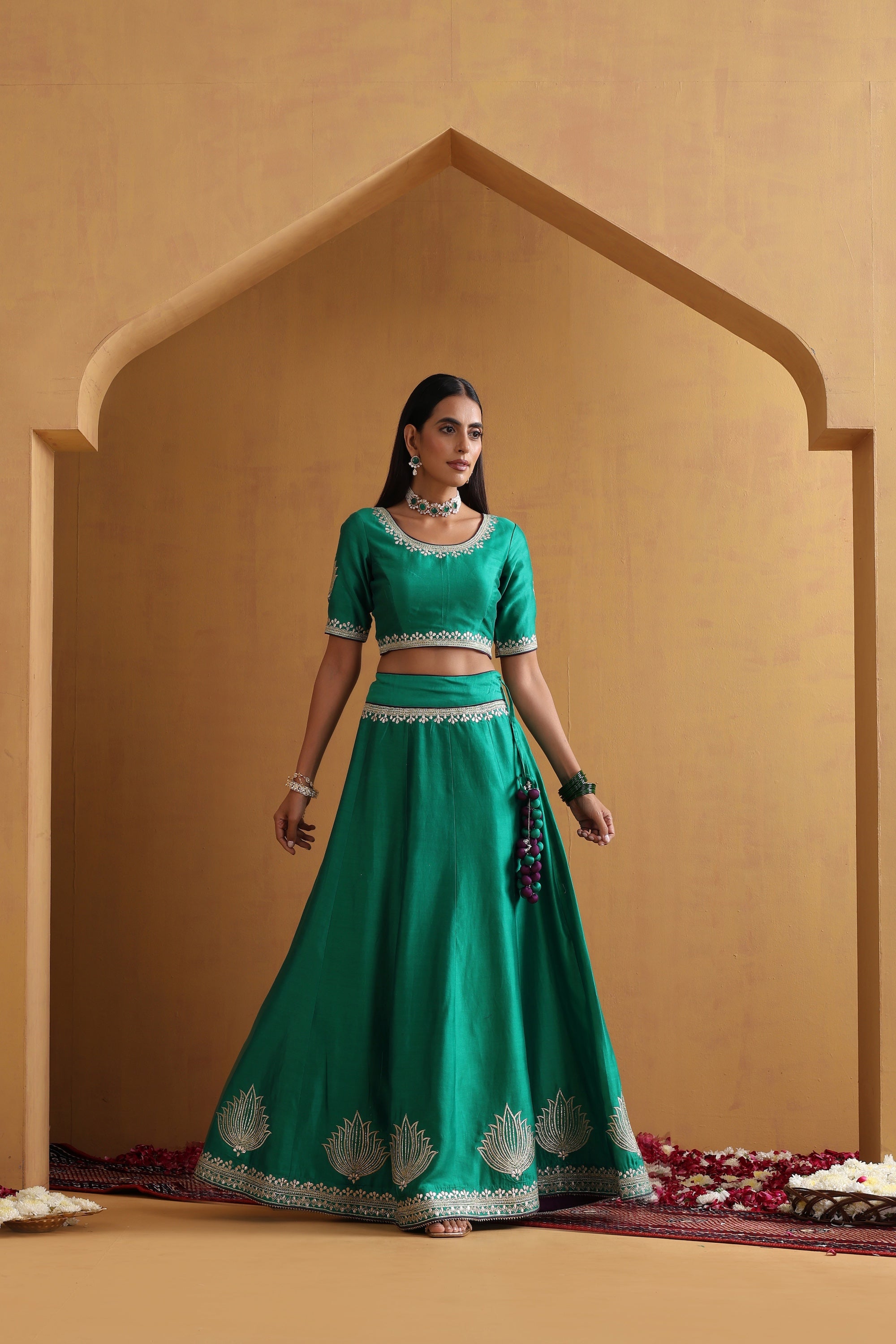 Rajani Green Embroidered Lehenga Set with Dupatta