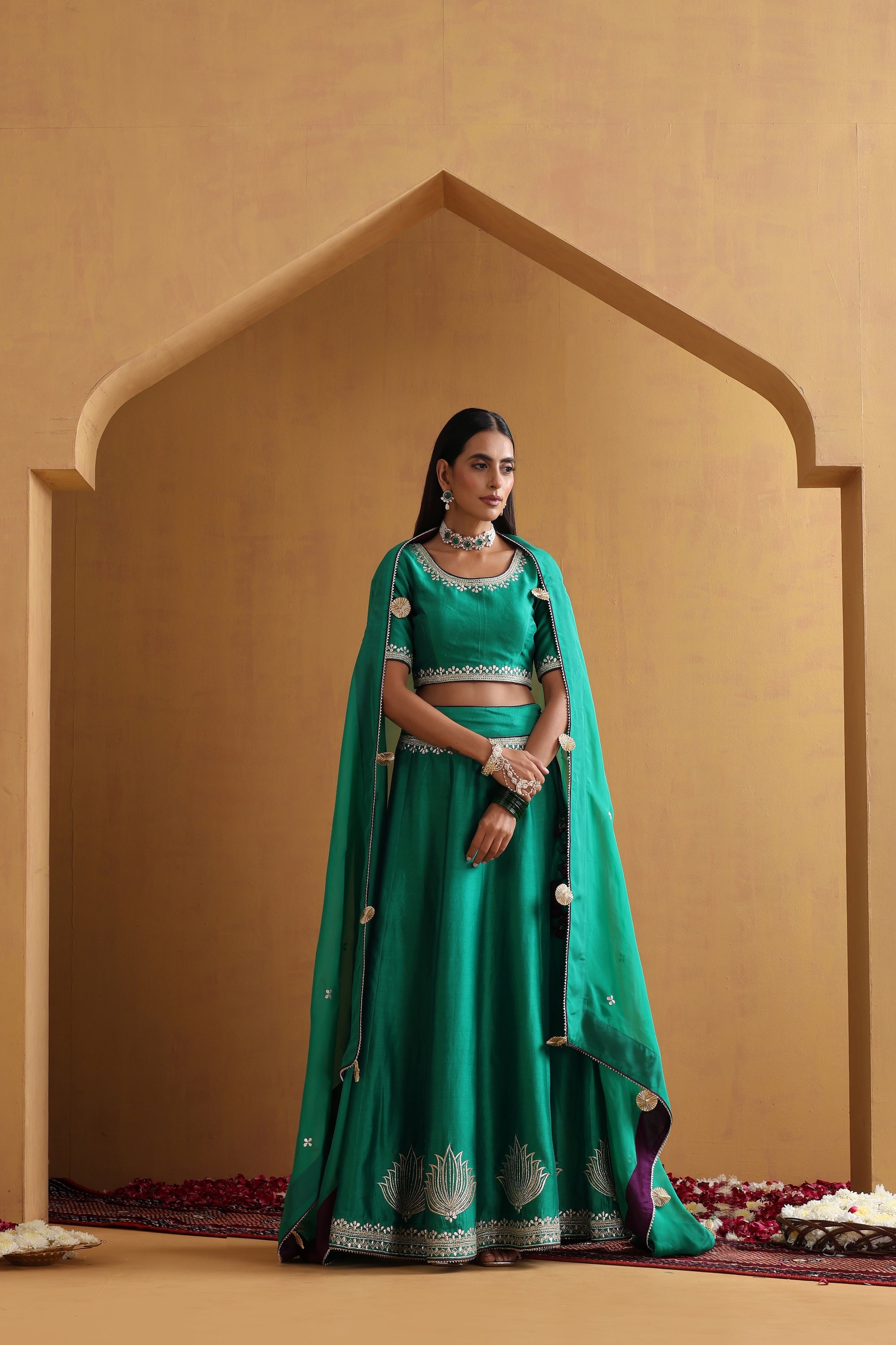 Rajani Green Embroidered Lehenga Set with Dupatta