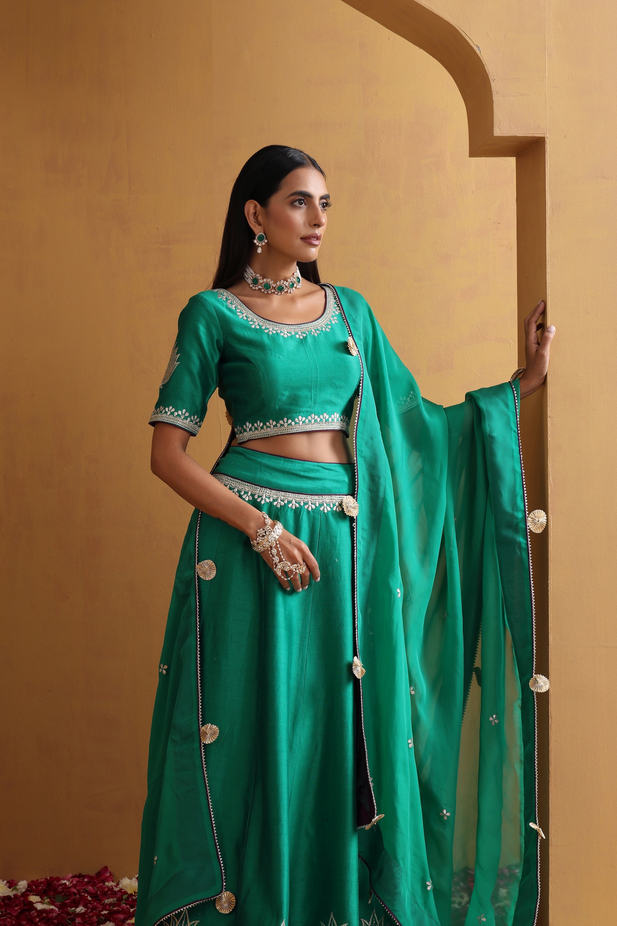 Rajani Green Embroidered Lehenga Set with Dupatta