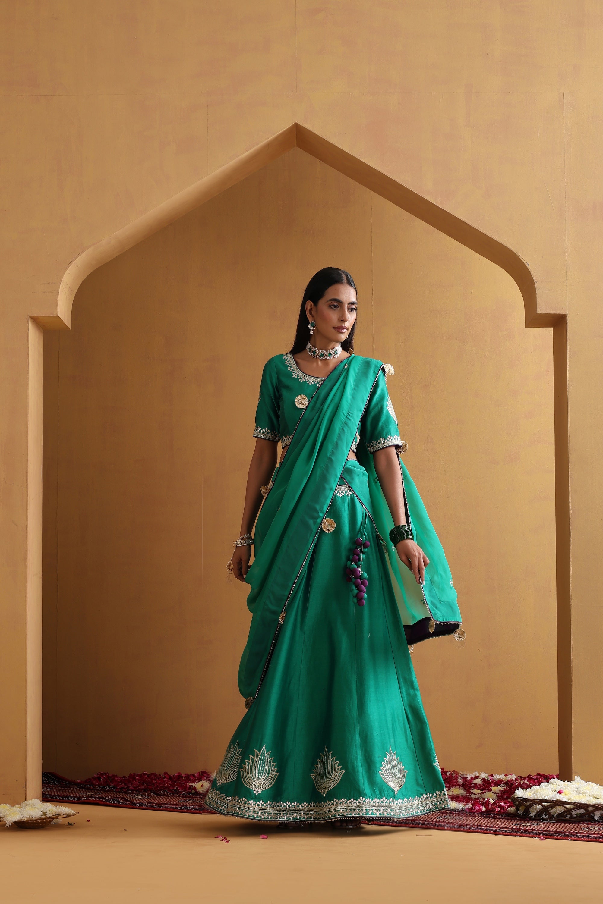 Rajani Green Embroidered Lehenga Set with Dupatta